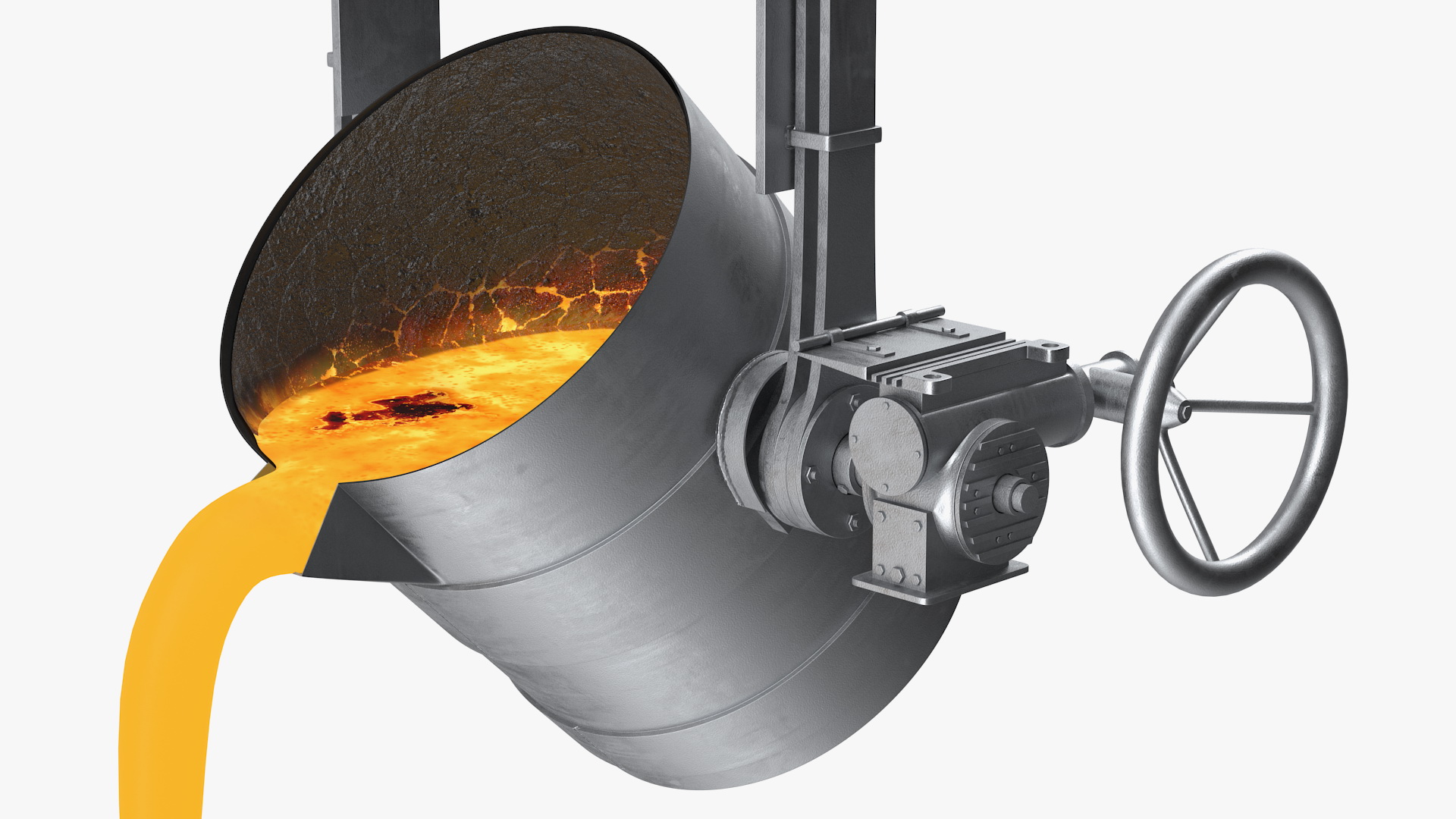 Molten Metal Pouring from Foundry Ladle 3D model
