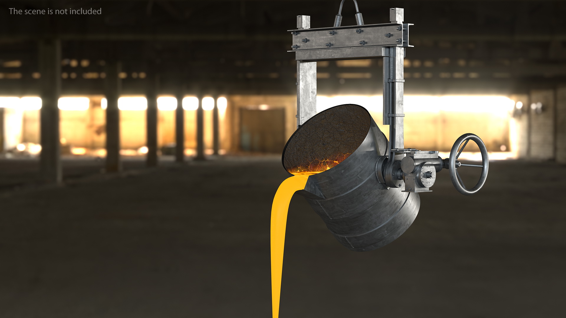 Molten Metal Pouring from Foundry Ladle 3D model