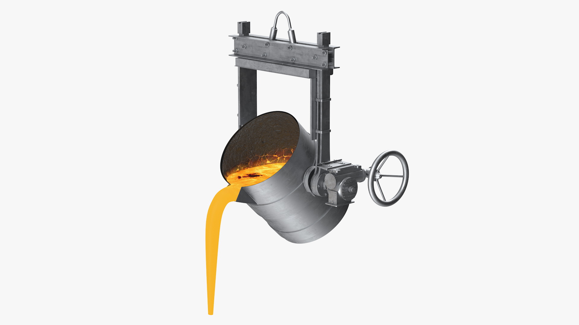 Molten Metal Pouring from Foundry Ladle 3D model