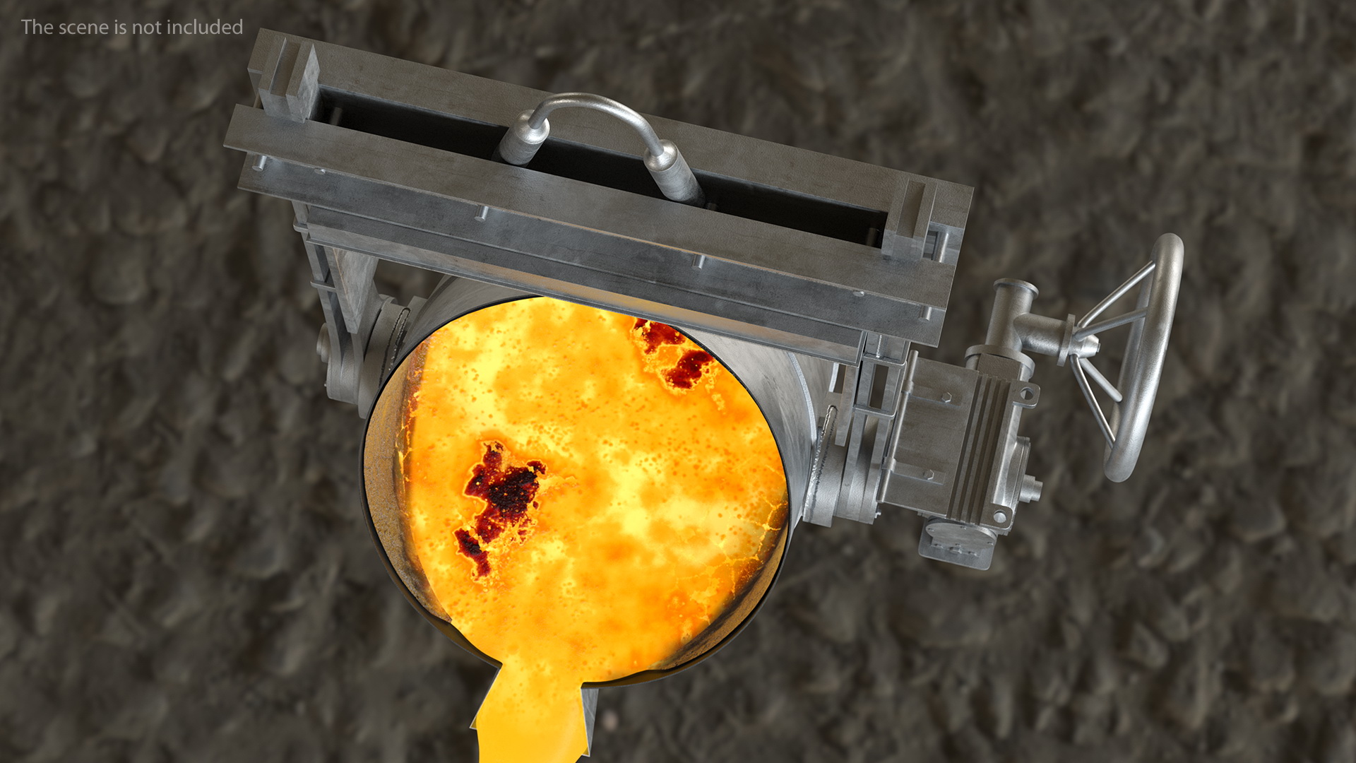 Molten Metal Pouring from Foundry Ladle 3D model
