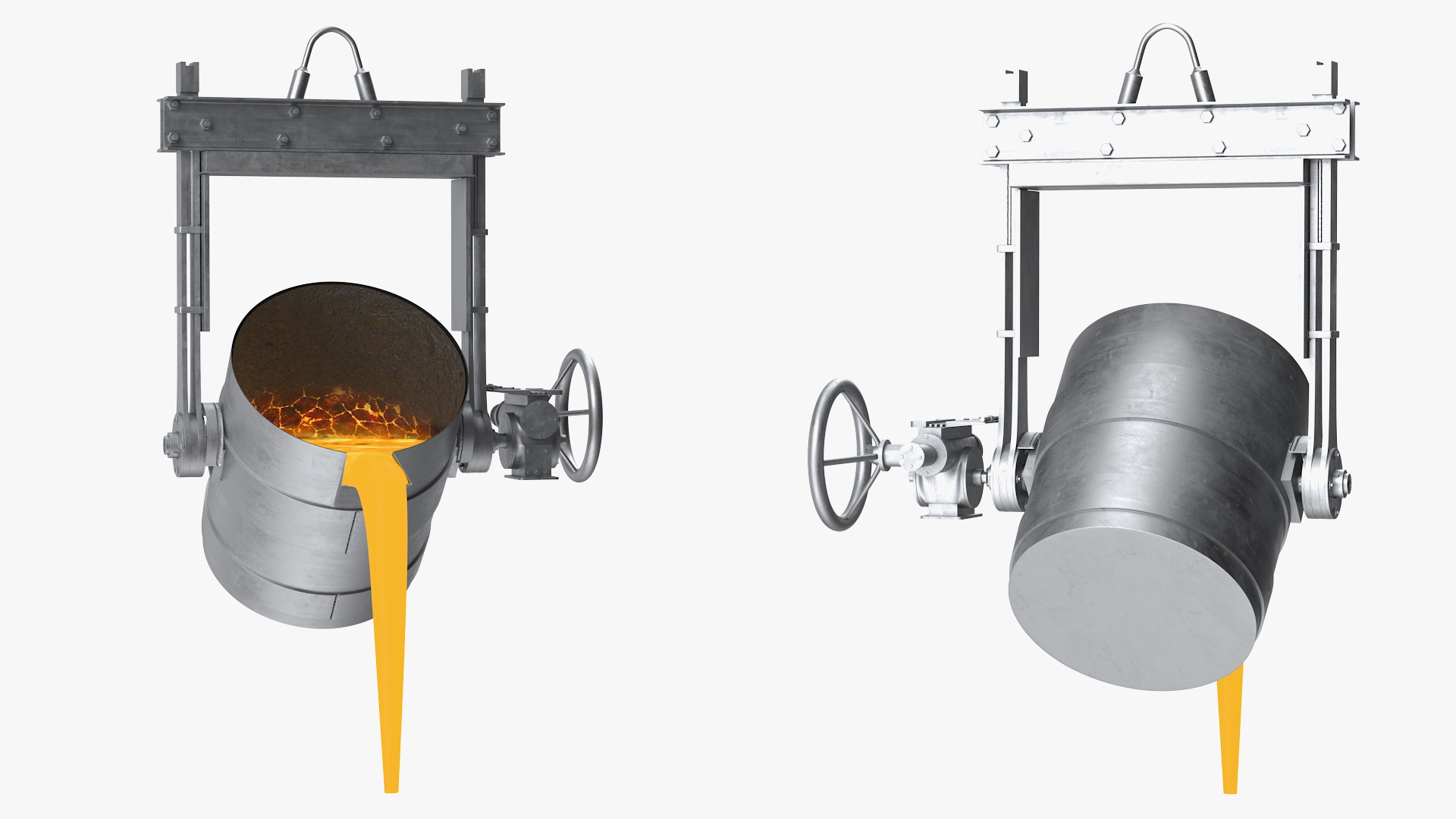 Molten Metal Pouring from Foundry Ladle 3D model