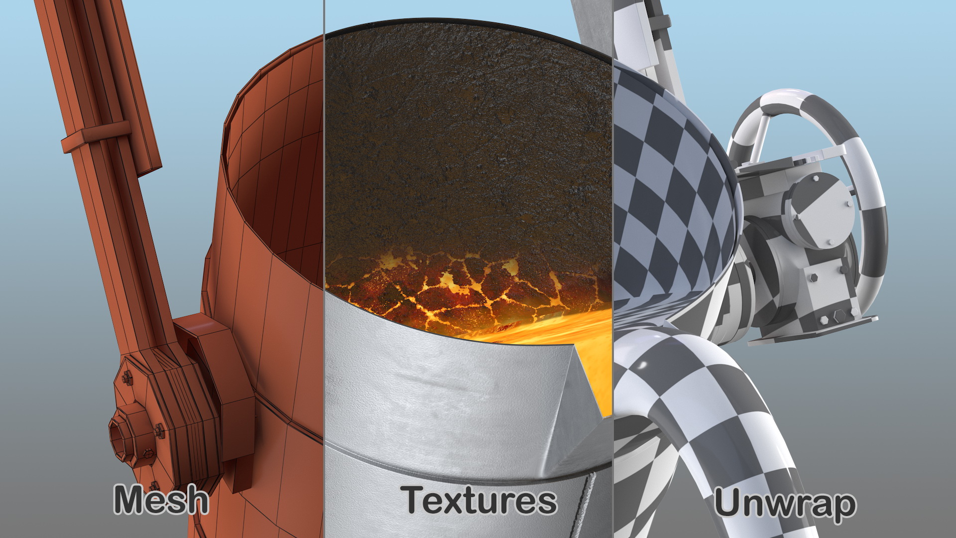 Molten Metal Pouring from Foundry Ladle 3D model