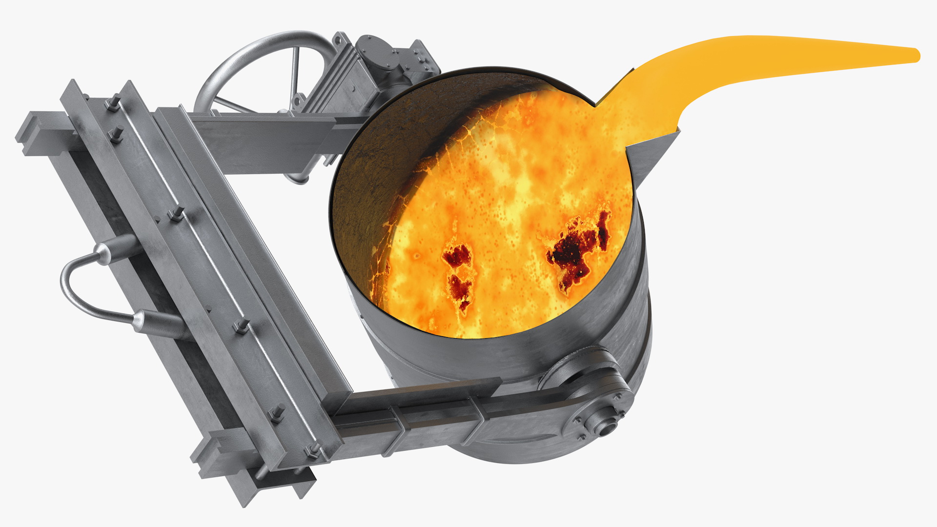 Molten Metal Pouring from Foundry Ladle 3D model