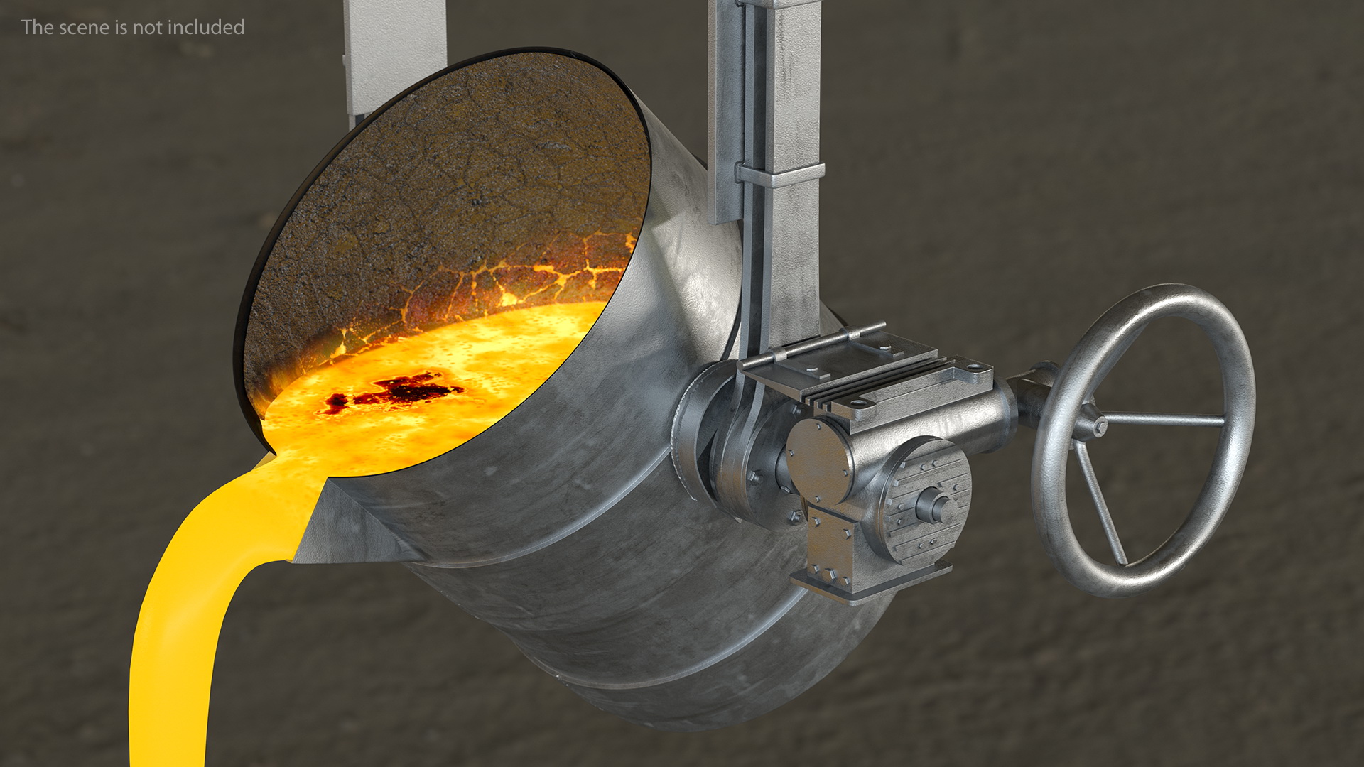 Molten Metal Pouring from Foundry Ladle 3D model