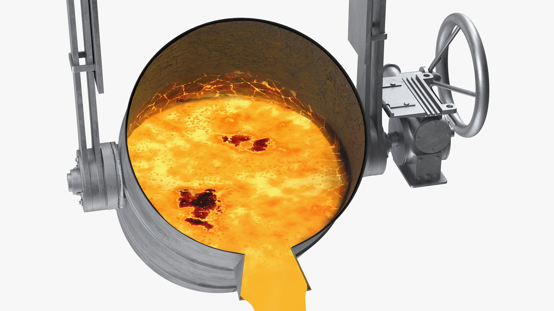 Molten Metal Pouring from Foundry Ladle 3D model