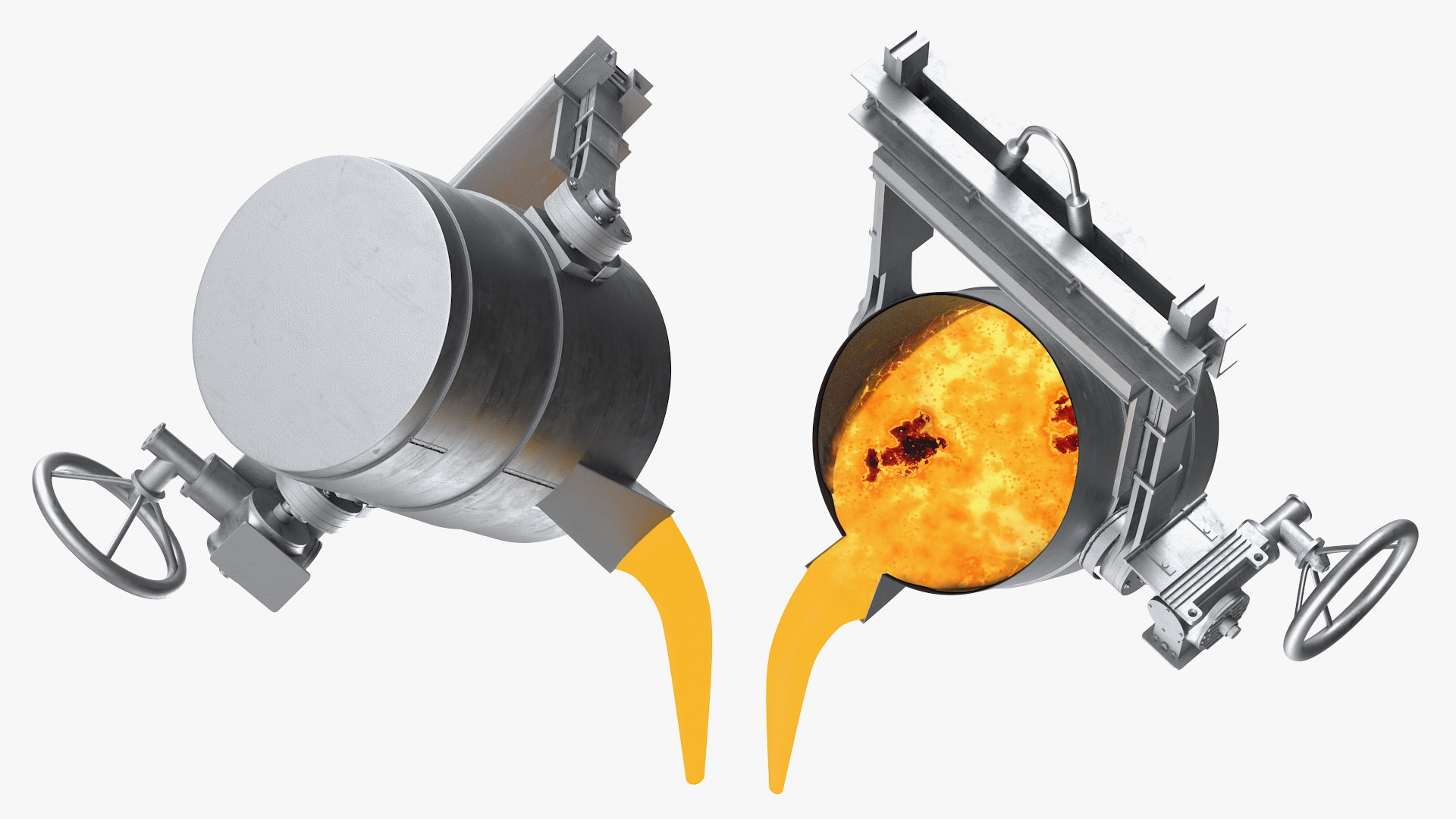 Molten Metal Pouring from Foundry Ladle 3D model