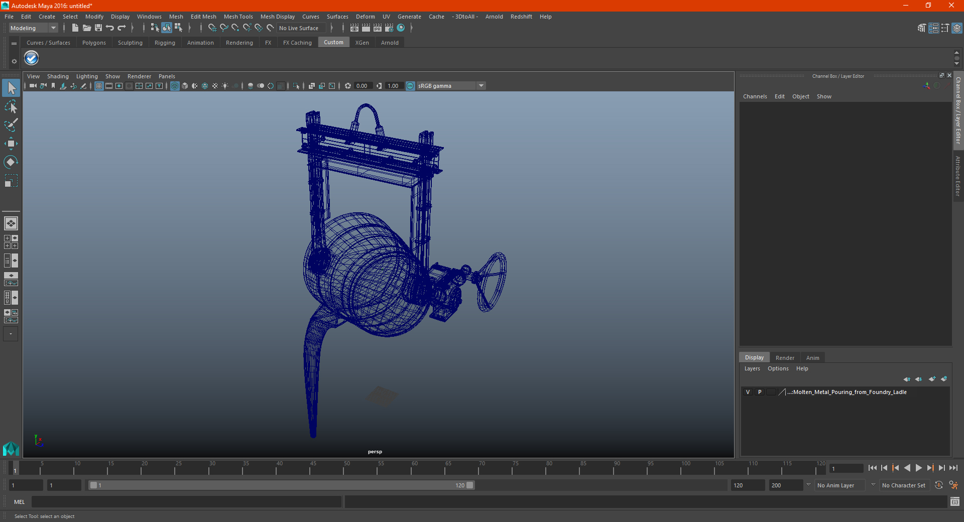 Molten Metal Pouring from Foundry Ladle 3D model