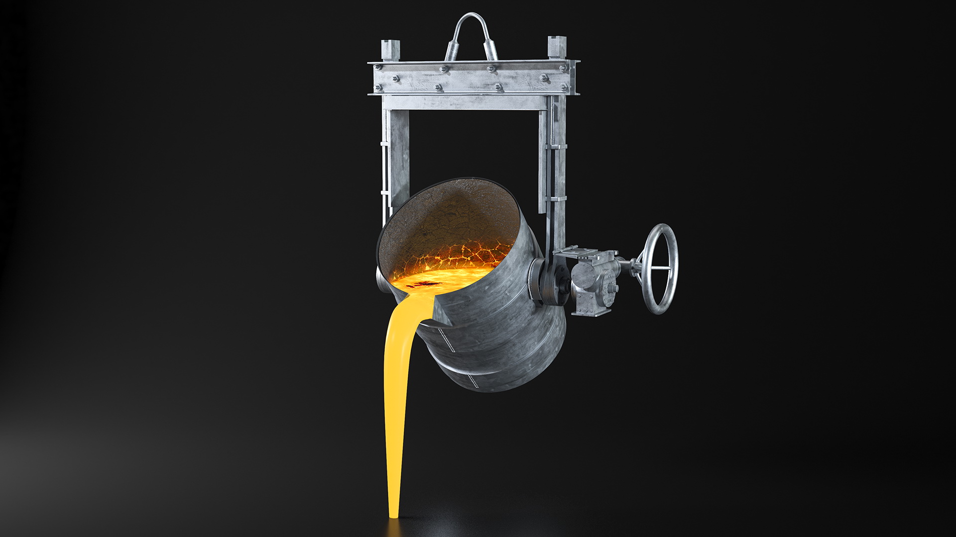 Molten Metal Pouring from Foundry Ladle 3D model