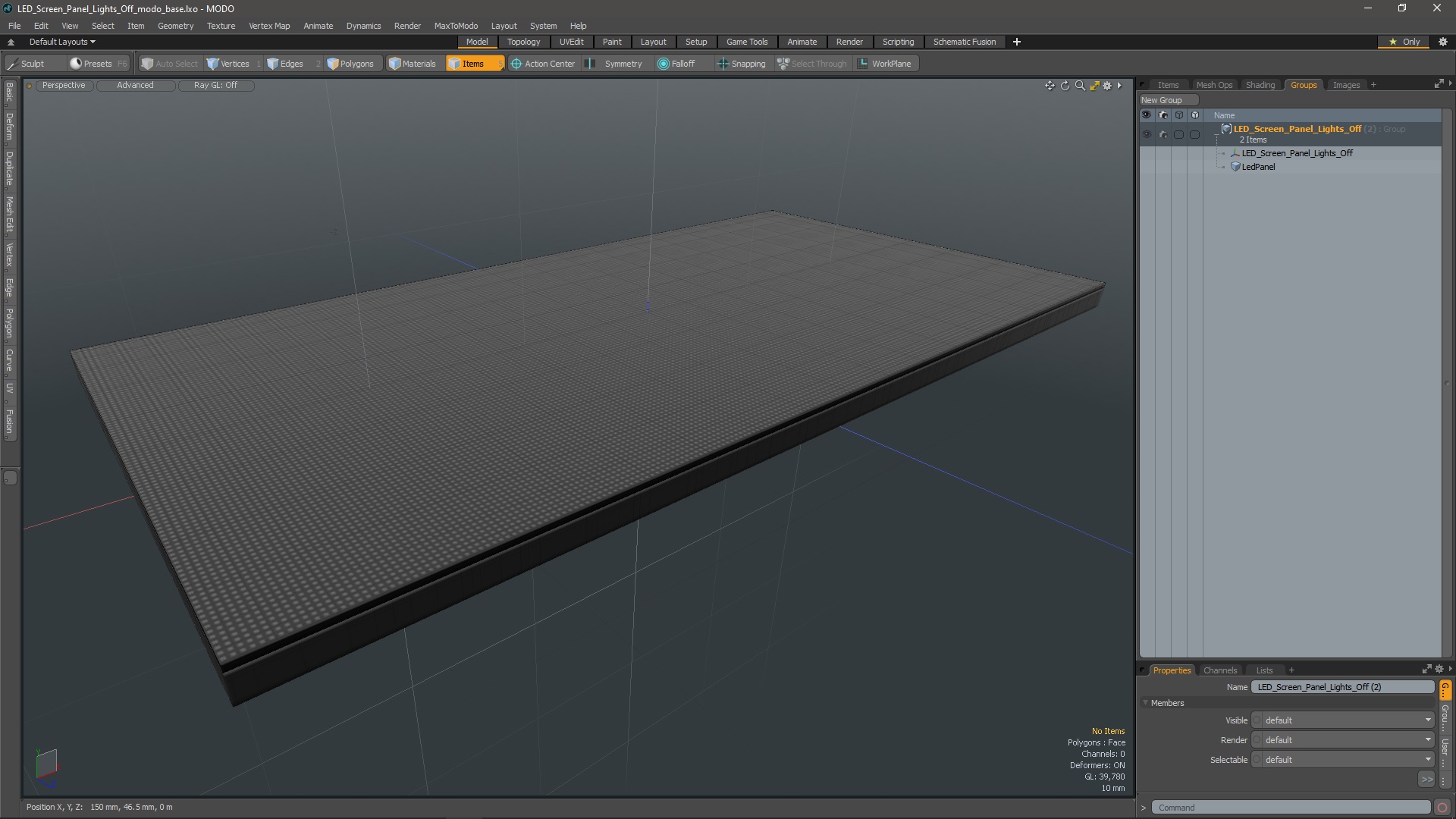 LED Screen Panel Lights Off 3D
