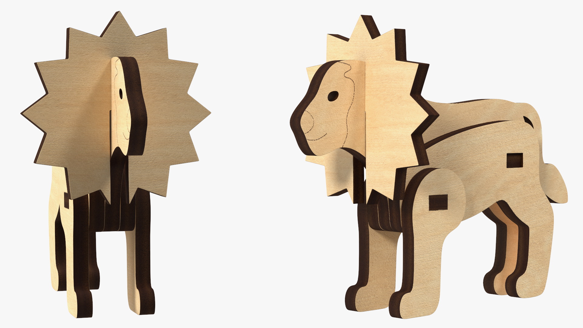 Disassembled 3d Wooden Puzzle 3D model