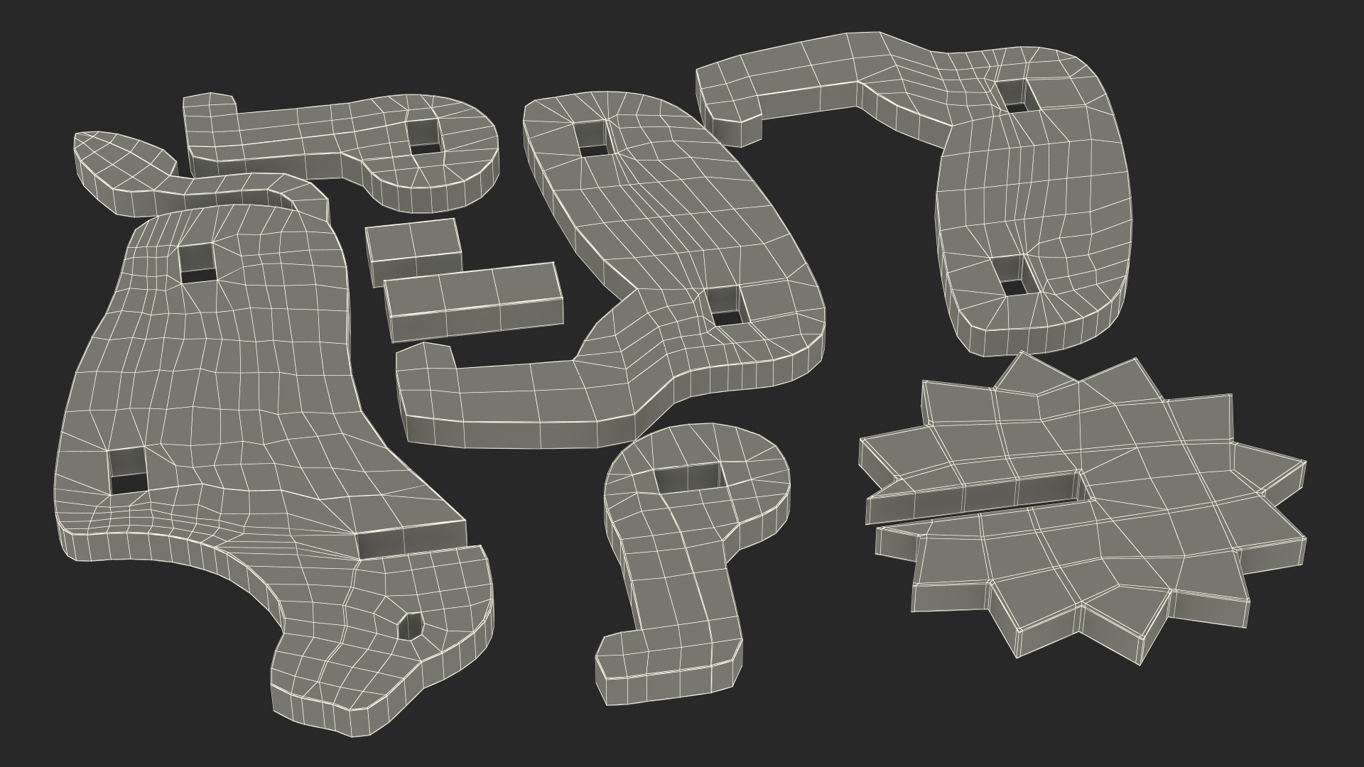 Disassembled 3d Wooden Puzzle 3D model