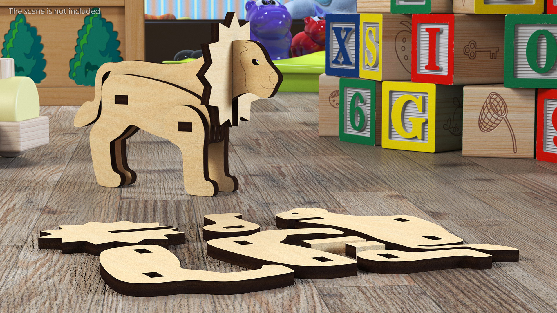 Disassembled 3d Wooden Puzzle 3D model