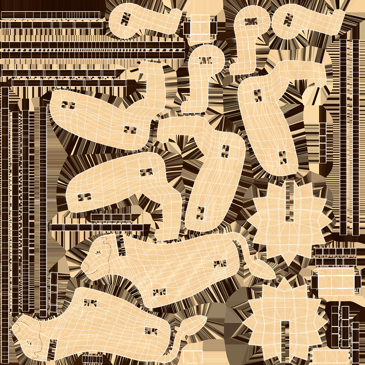 Disassembled 3d Wooden Puzzle 3D model