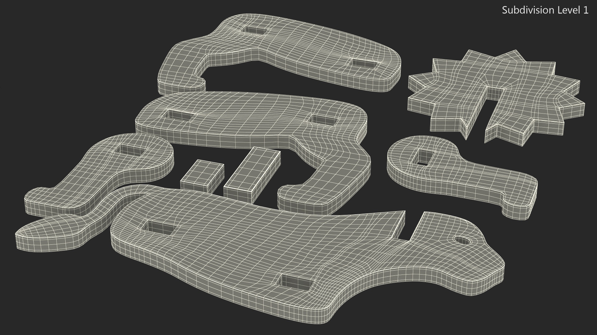 Disassembled 3d Wooden Puzzle 3D model
