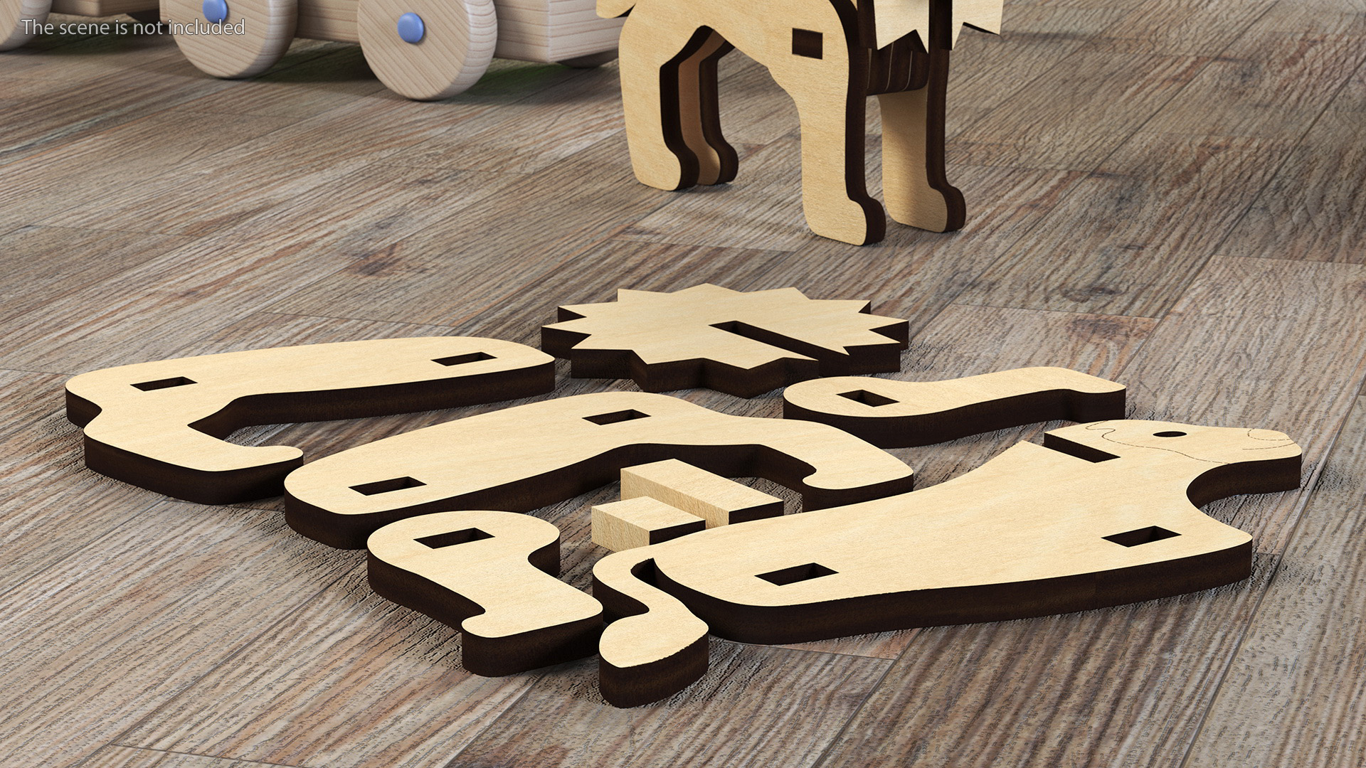 Disassembled 3d Wooden Puzzle 3D model