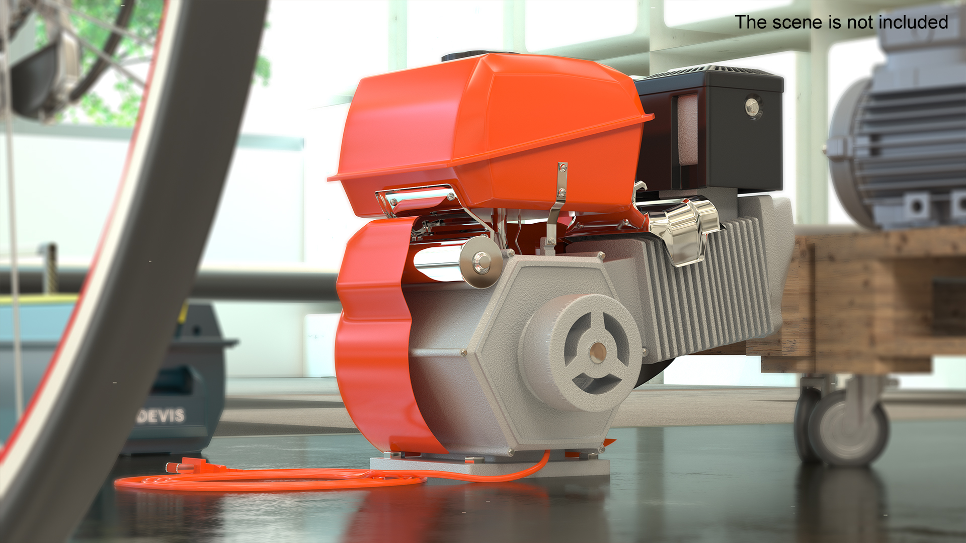 Electric Start Gasoline Engine Orange 3D