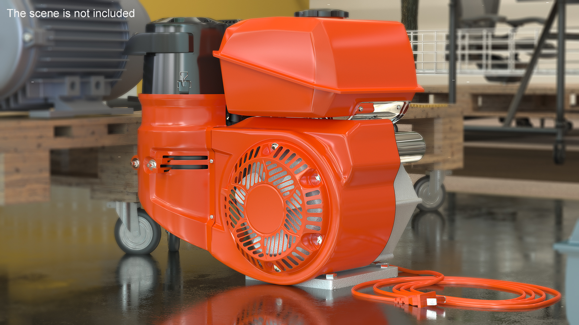 Electric Start Gasoline Engine Orange 3D