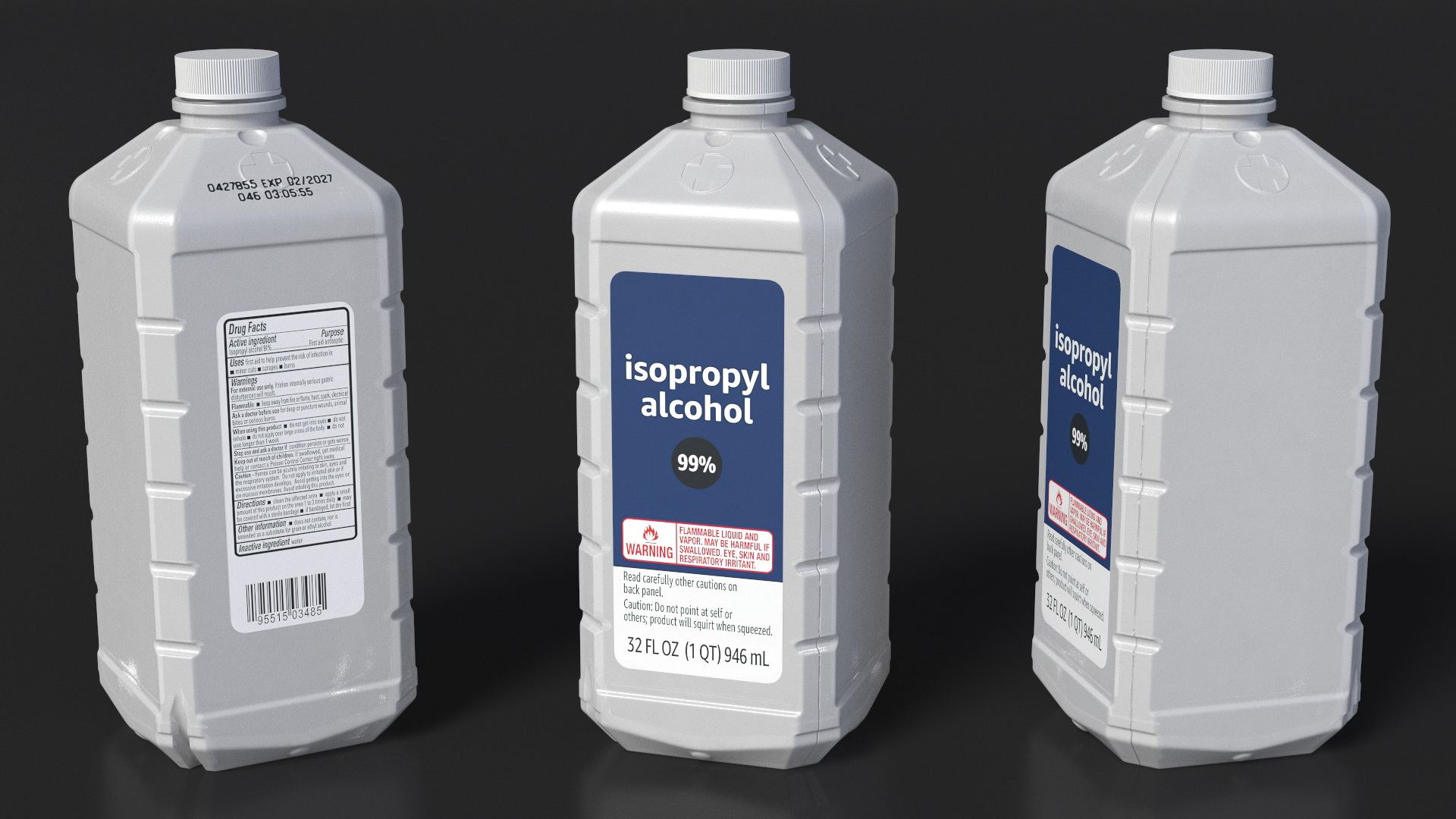 3D model Plastic Medicine Bottle Isopropyl Alcohol 32 Fl Oz