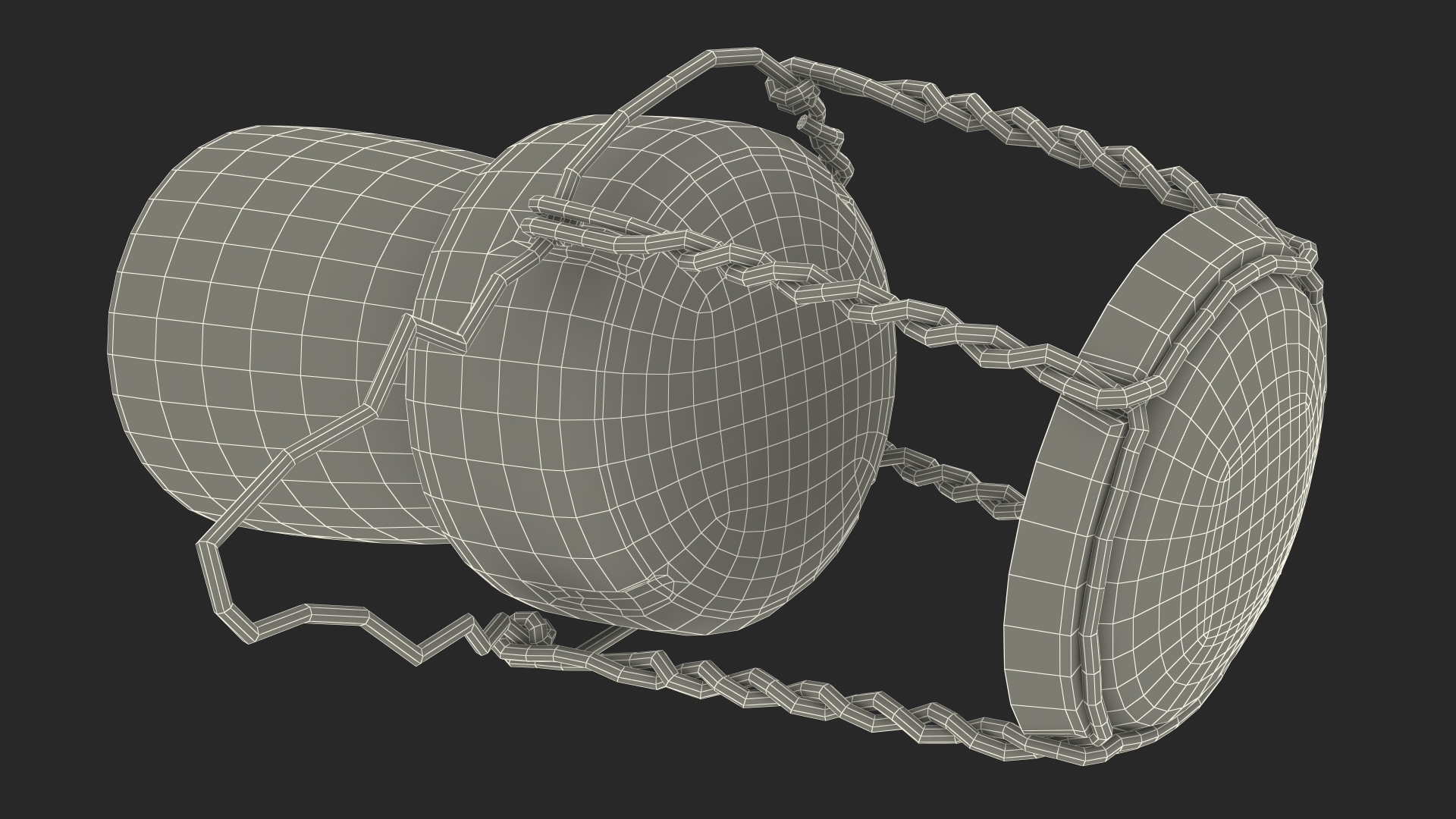 Champagne Bottle Cork Lying Dark Wire 3D