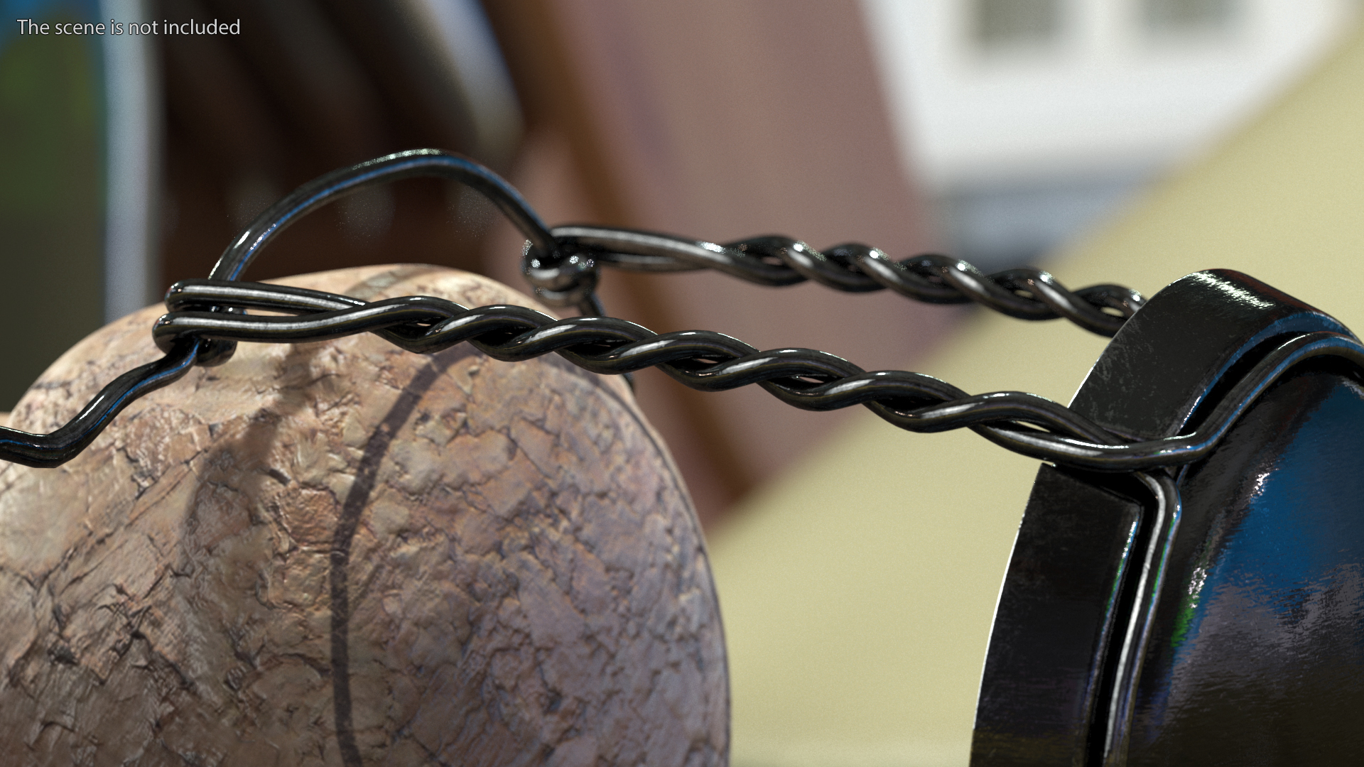 Champagne Bottle Cork Lying Dark Wire 3D