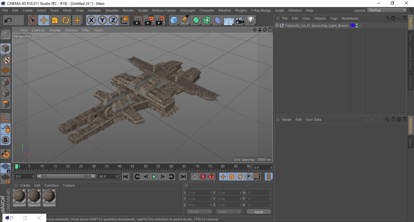 Futuristic Sci-Fi Spaceship Light Brown 3D model