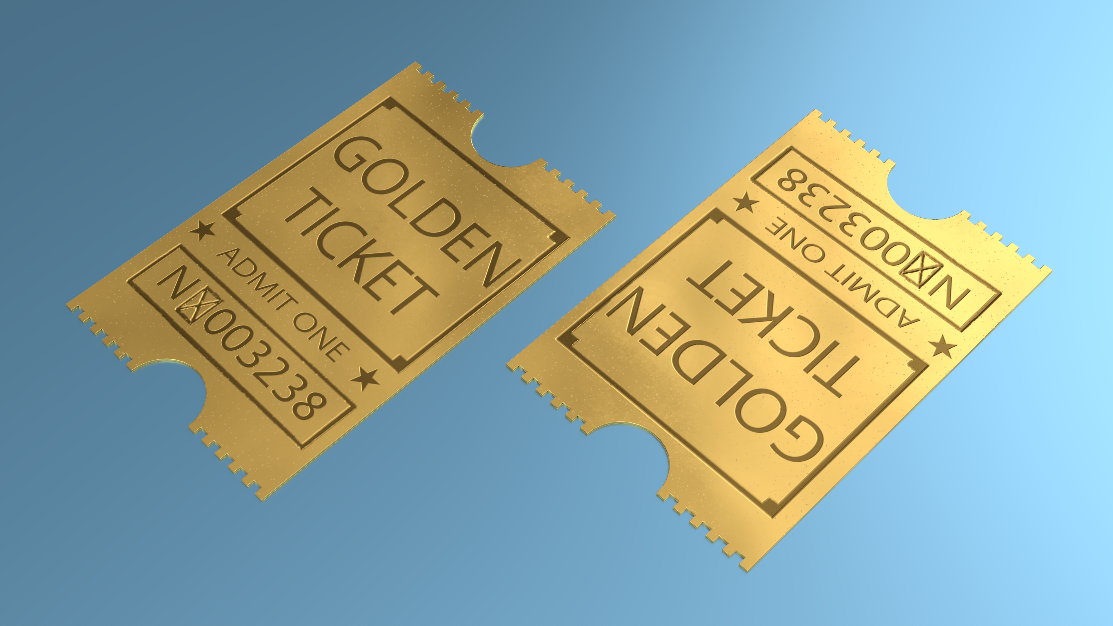 Golden Event Admission Ticket 3D model