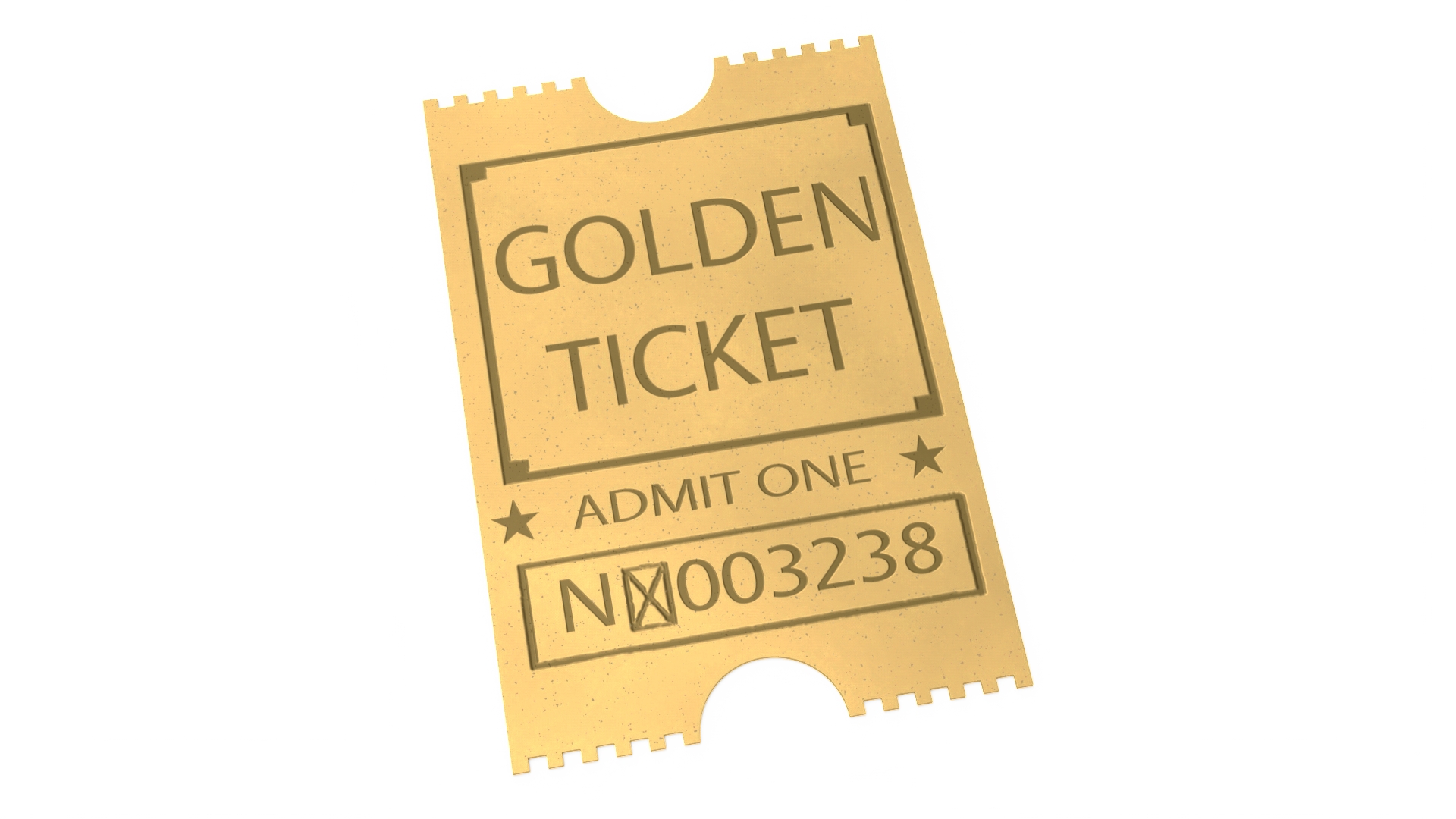 Golden Event Admission Ticket 3D model