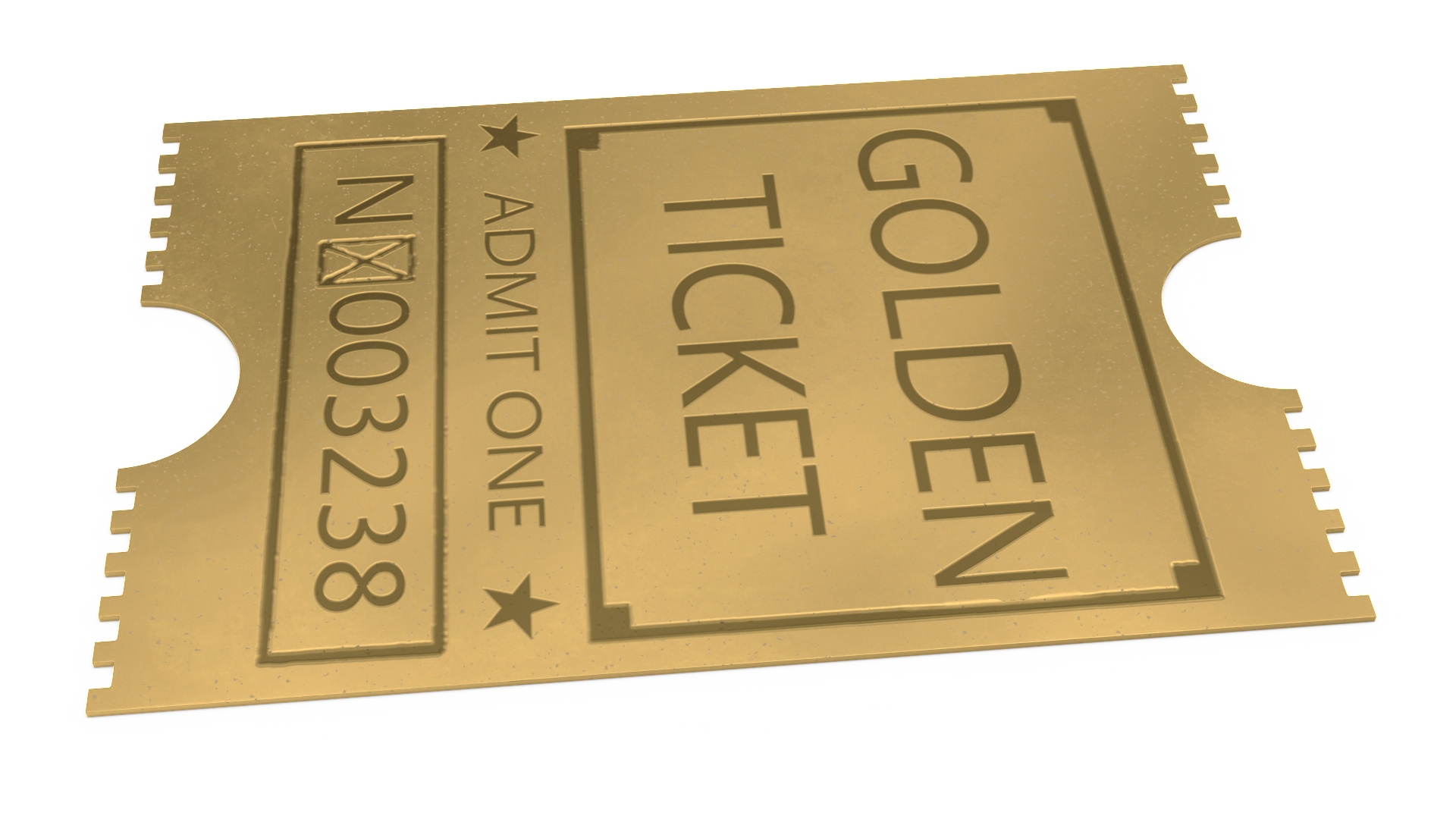 Golden Event Admission Ticket 3D model