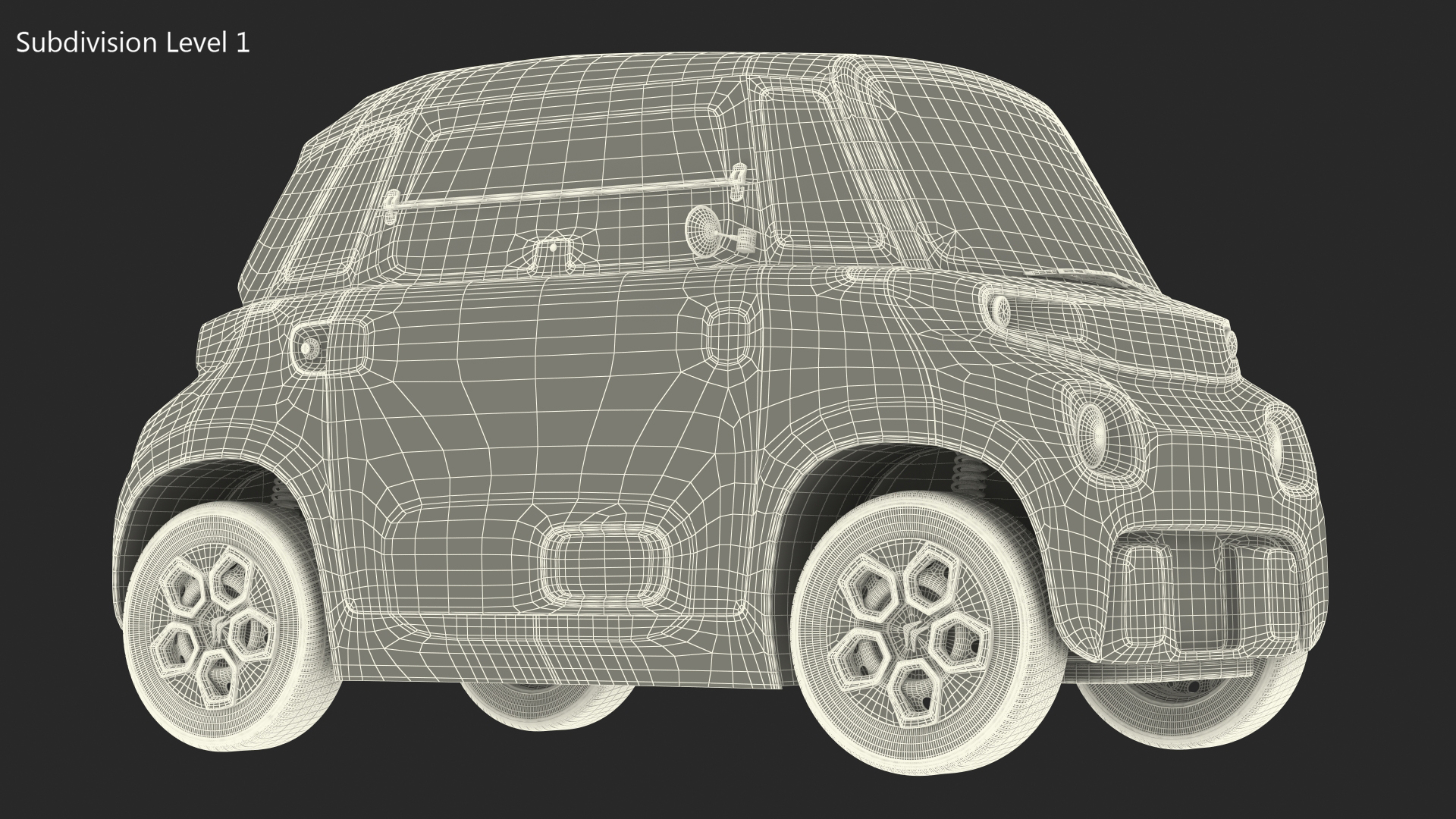 Small Electric Car Rigged for Cinema 4D 3D model