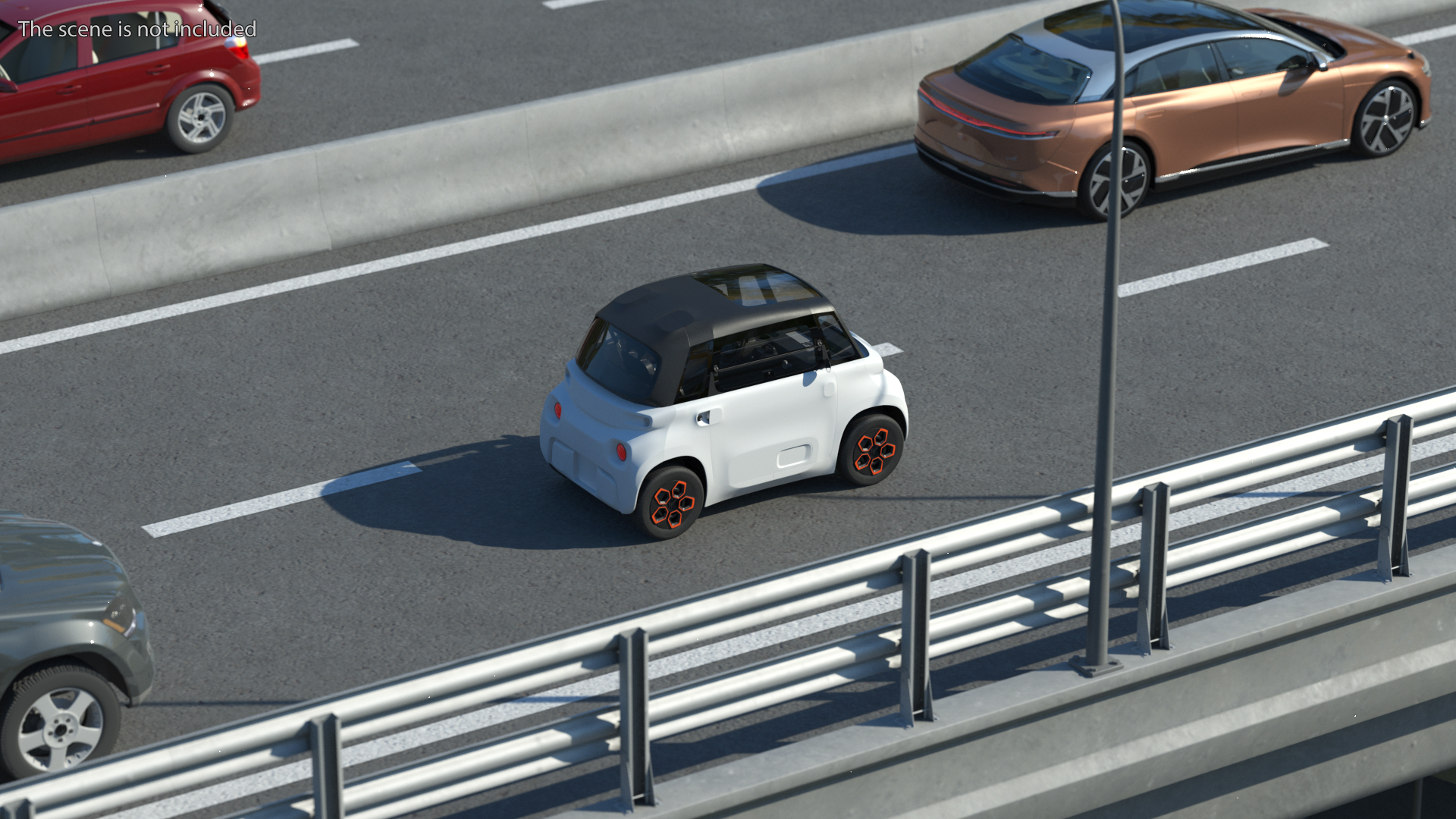 Small Electric Car Rigged for Cinema 4D 3D model