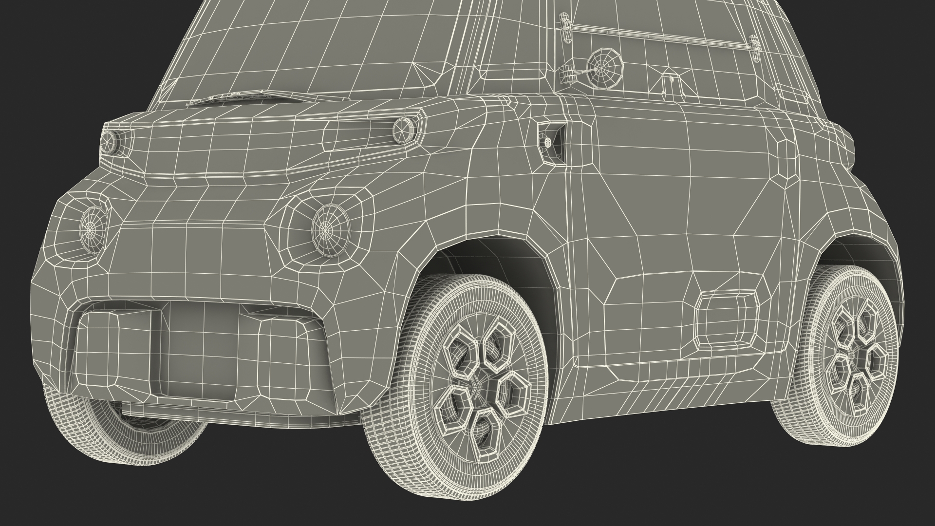 Small Electric Car Rigged for Cinema 4D 3D model
