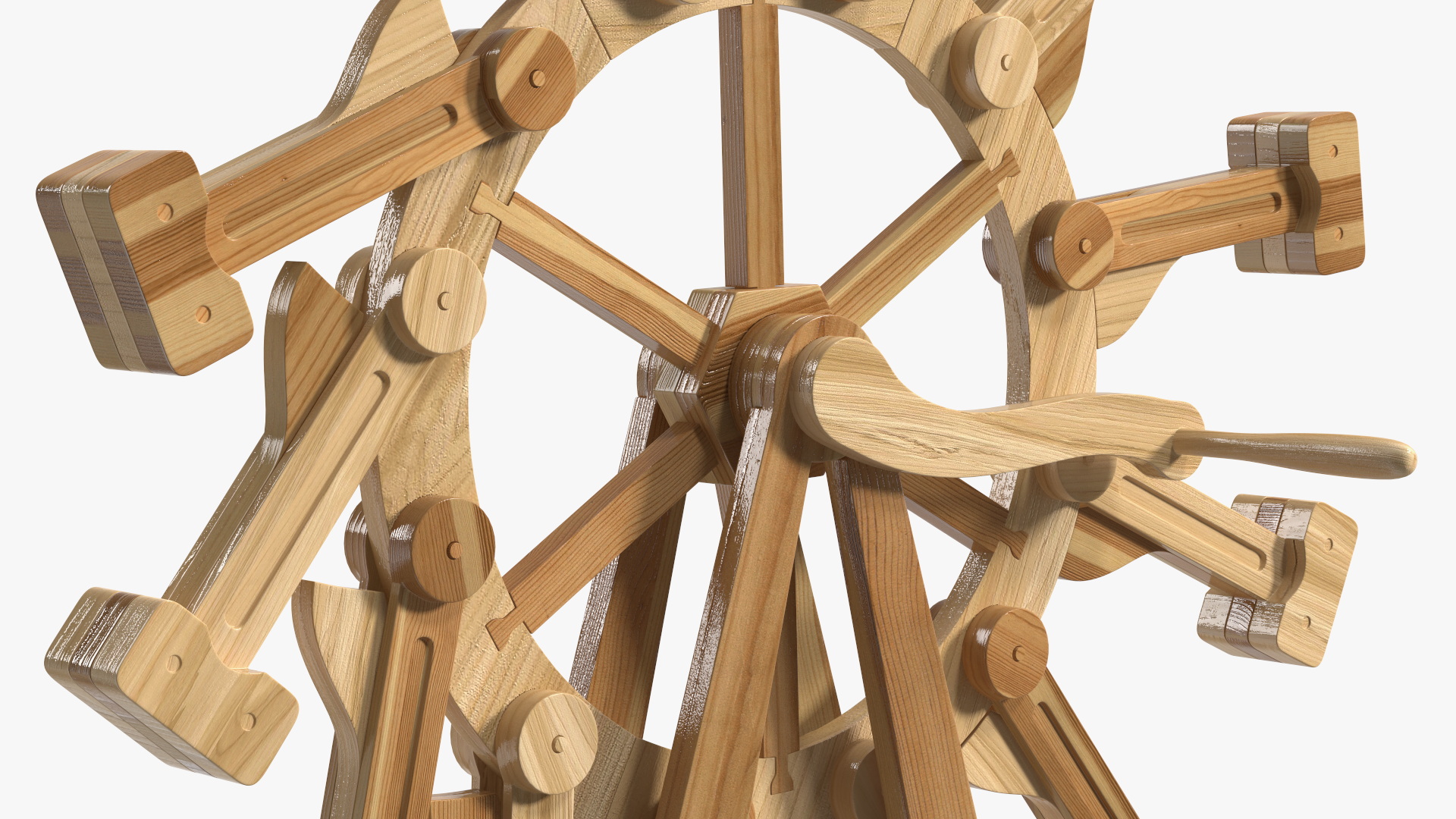 3D Classic Wooden Overbalanced Wheel model