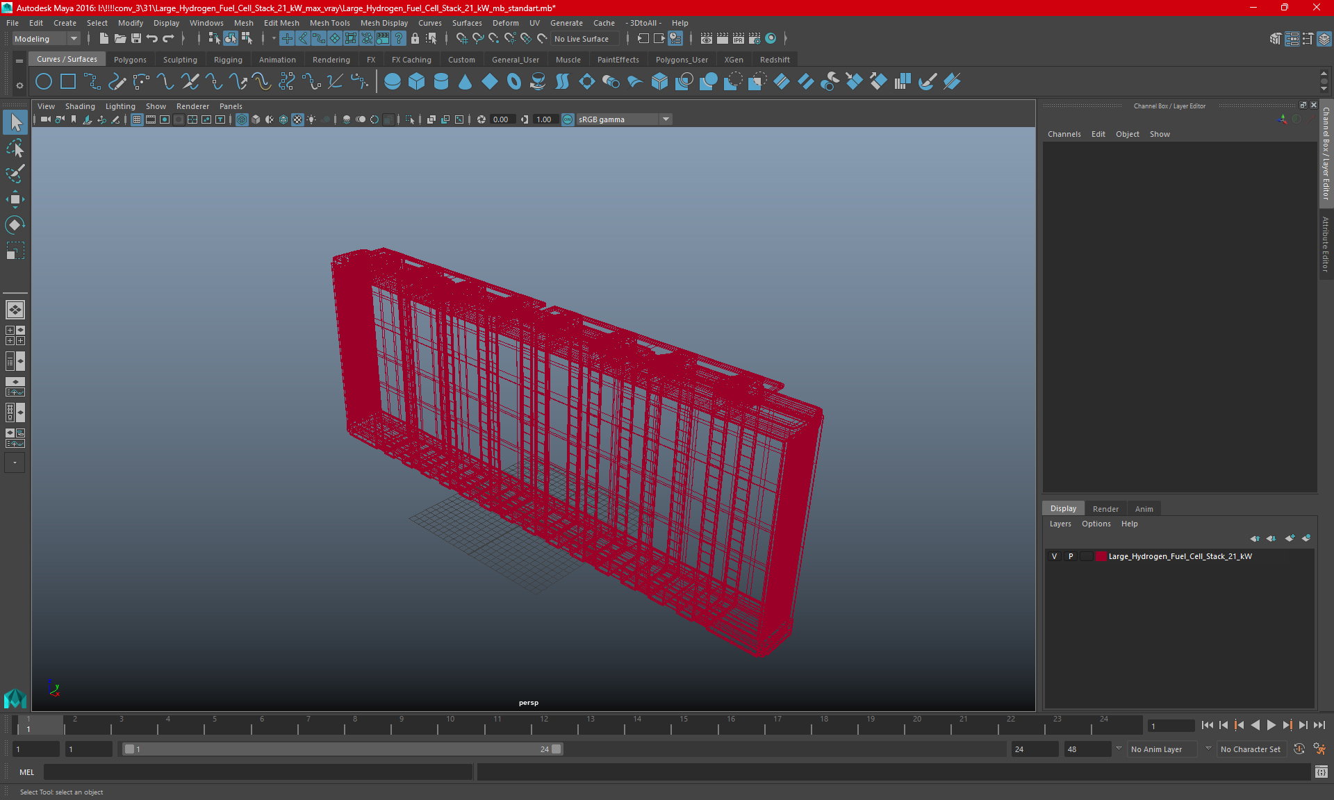 3D Large Hydrogen Fuel Cell Stack 21 kW