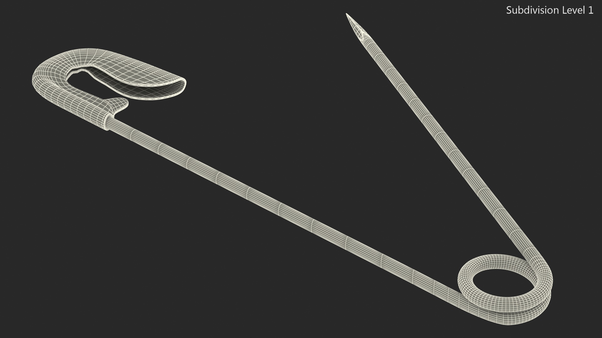 3D Steel Safety Pin Opened model