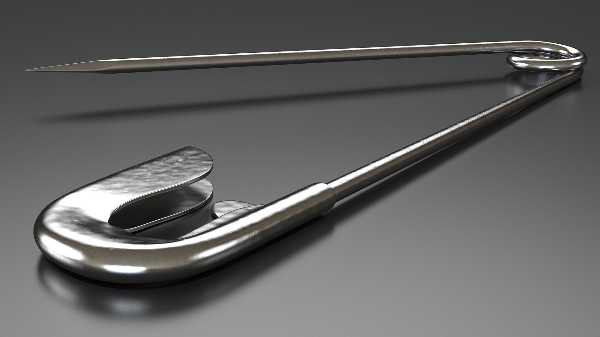 3D Steel Safety Pin Opened model