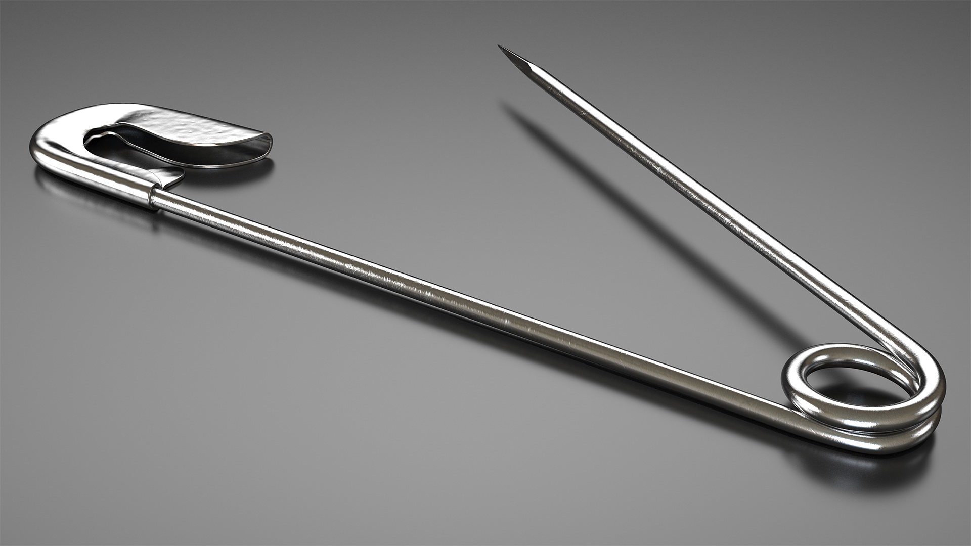 3D Steel Safety Pin Opened model