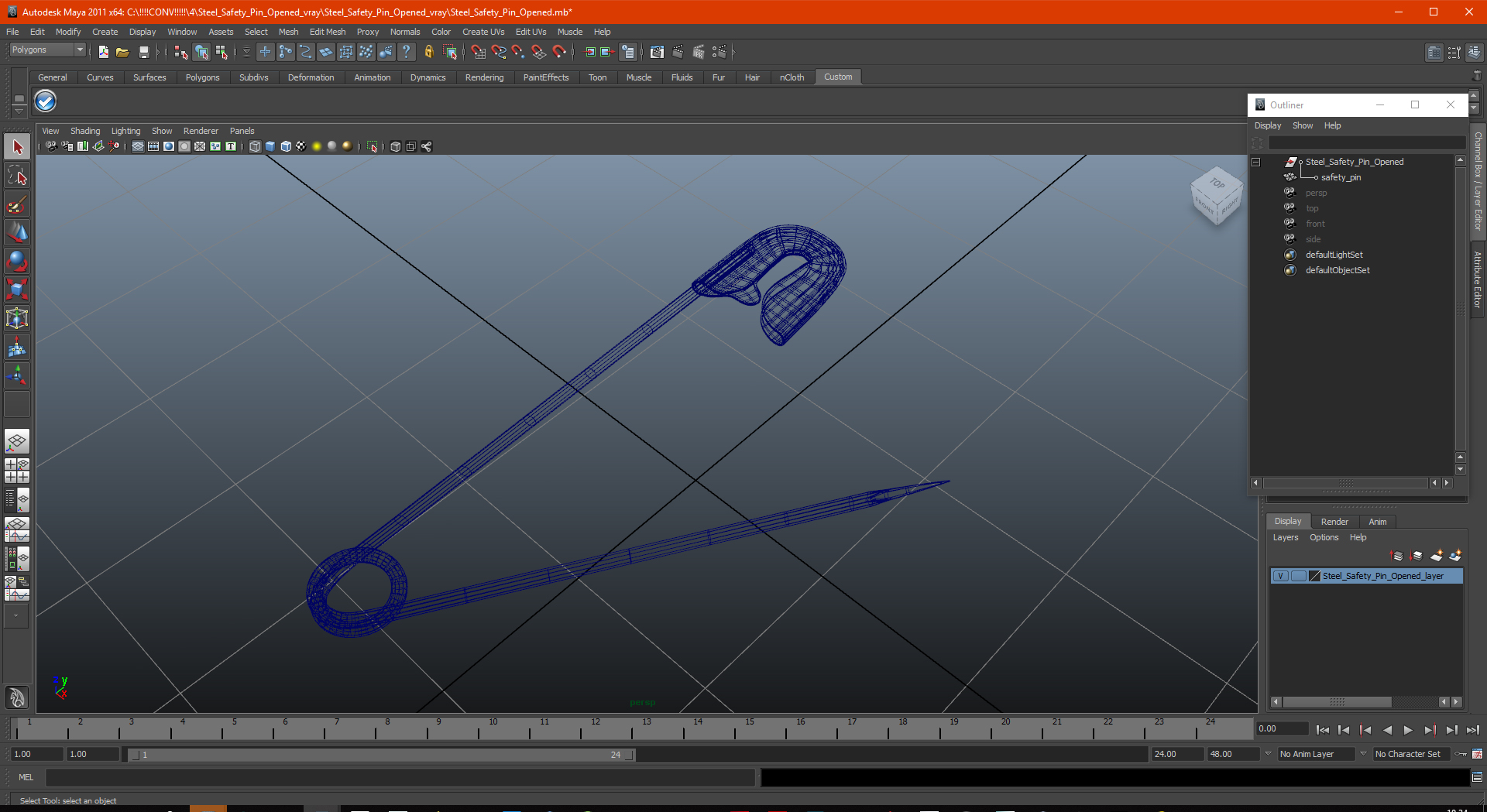 3D Steel Safety Pin Opened model