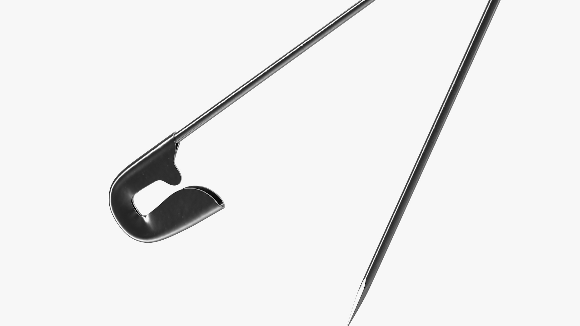 3D Steel Safety Pin Opened model