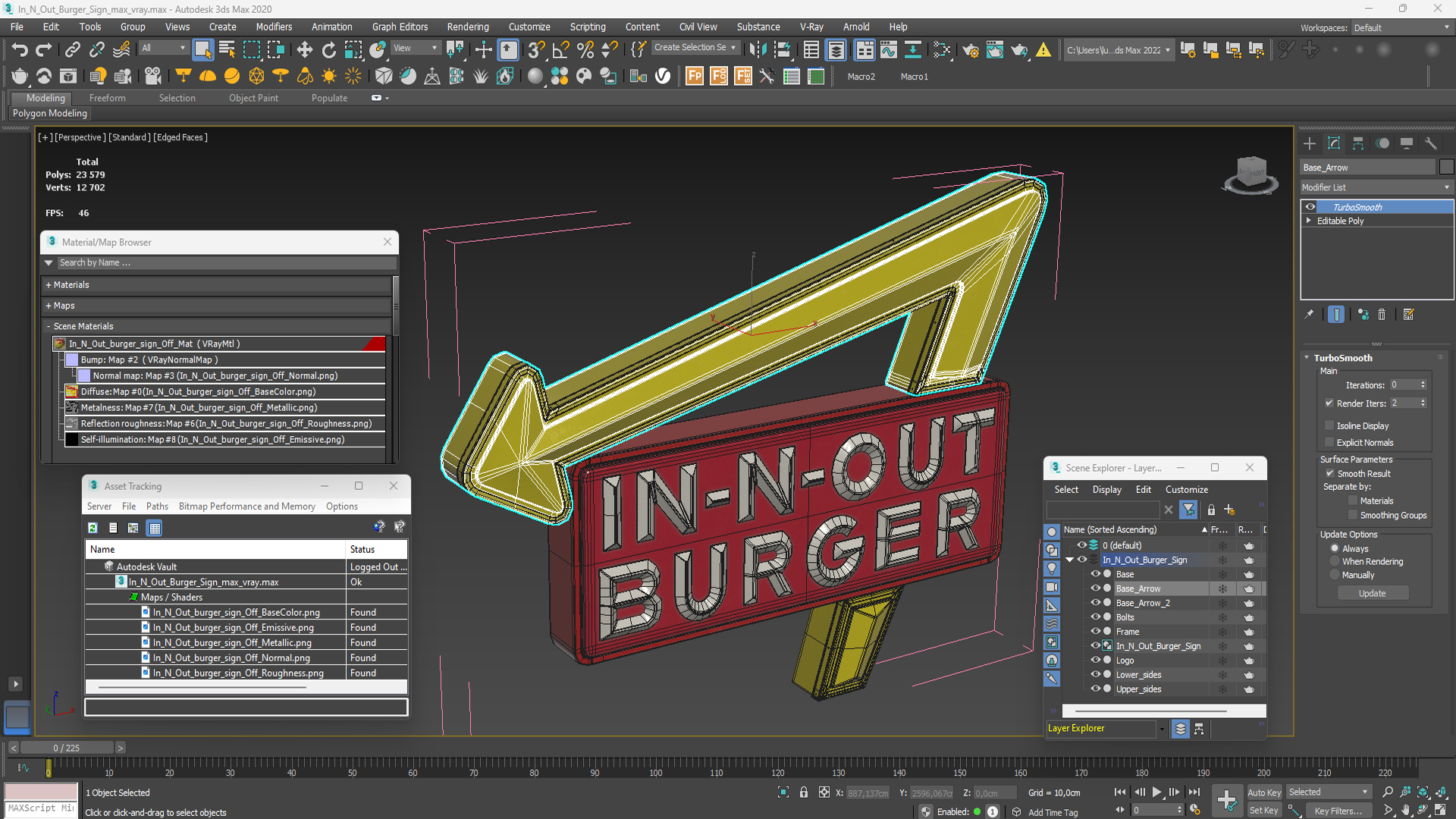3D model In N Out Burger Sign