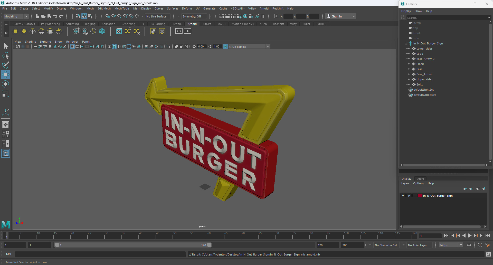3D model In N Out Burger Sign