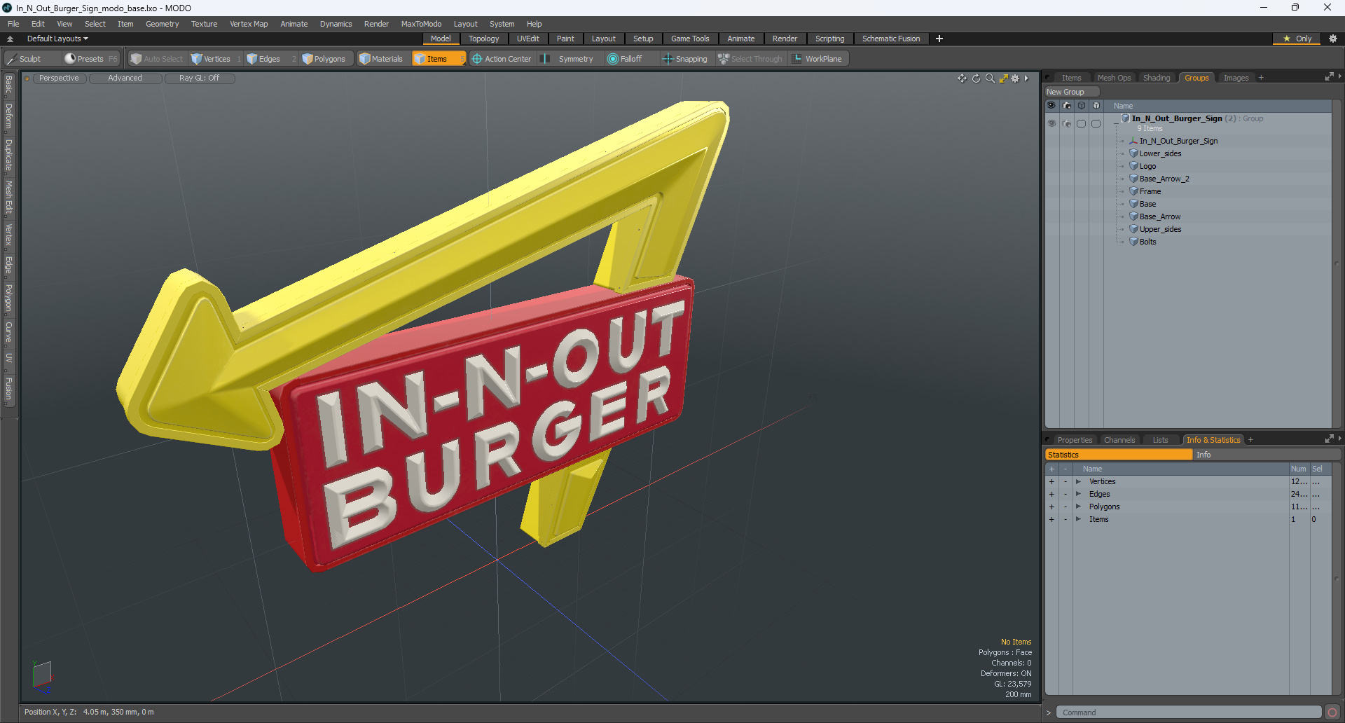 3D model In N Out Burger Sign