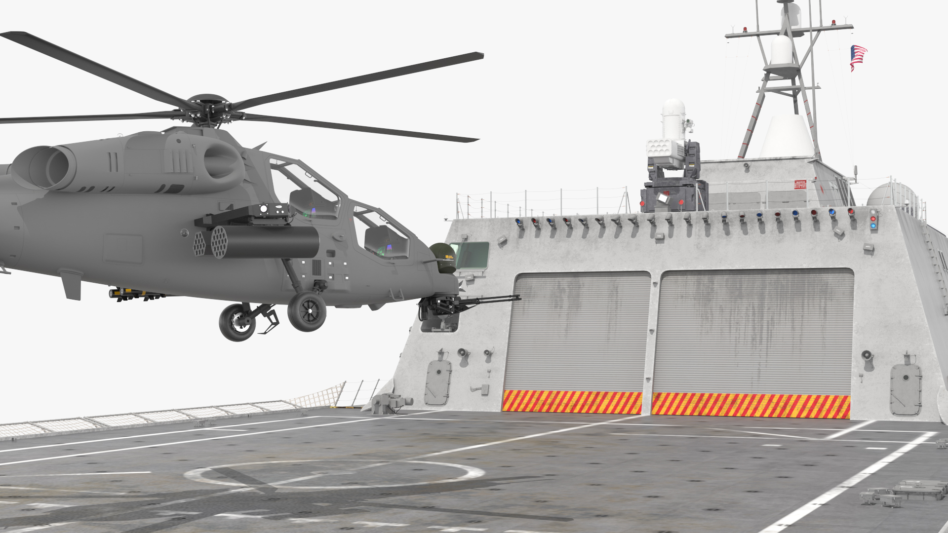 USS Independence LCS 2 with Combat Helicopter Rigged 3D