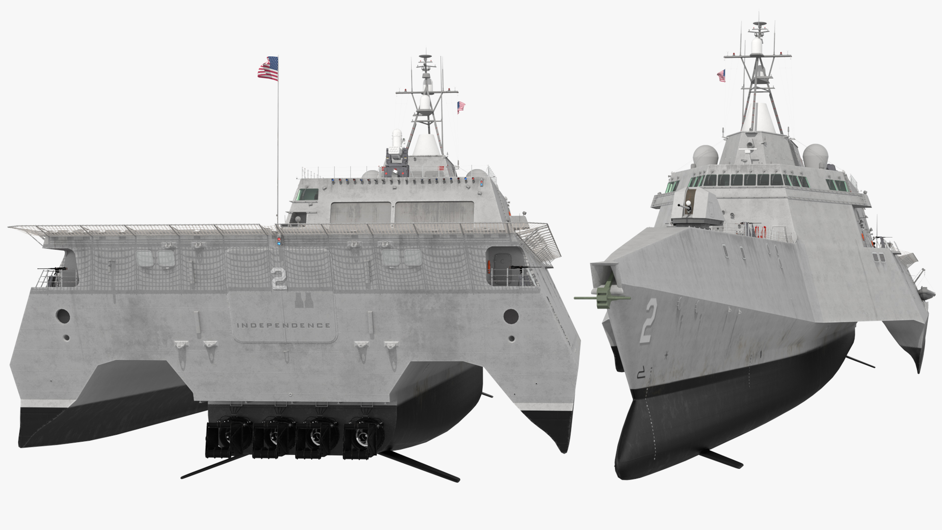 USS Independence LCS 2 with Combat Helicopter Rigged 3D