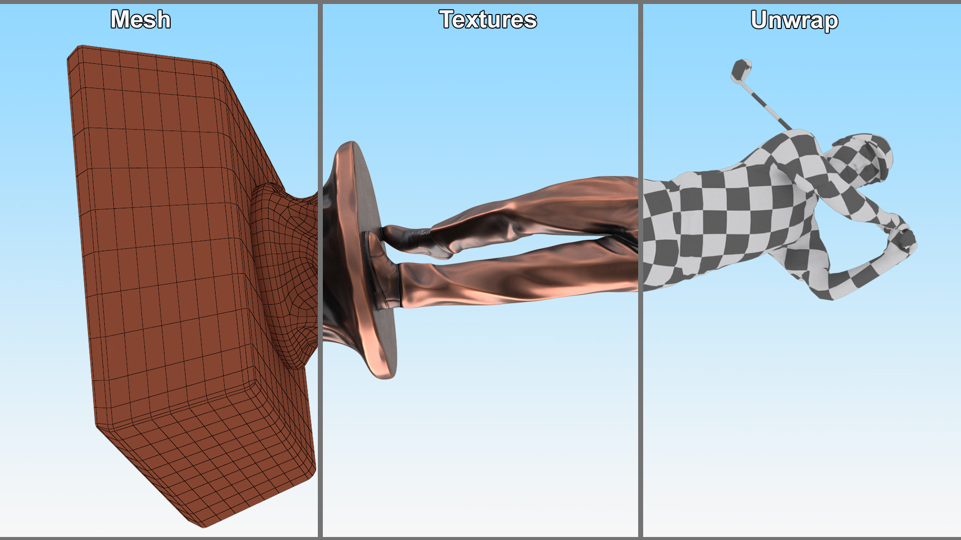 Golf Sport Trophy Bronze 3D model
