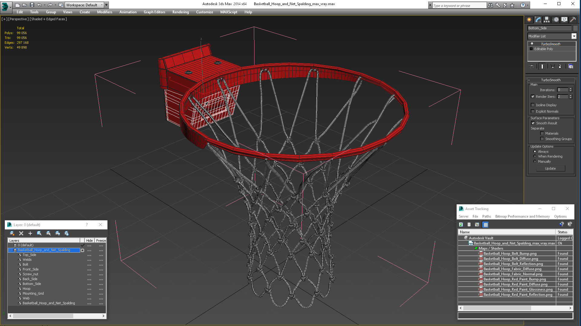 Basketball Hoop and Net Spalding 3D
