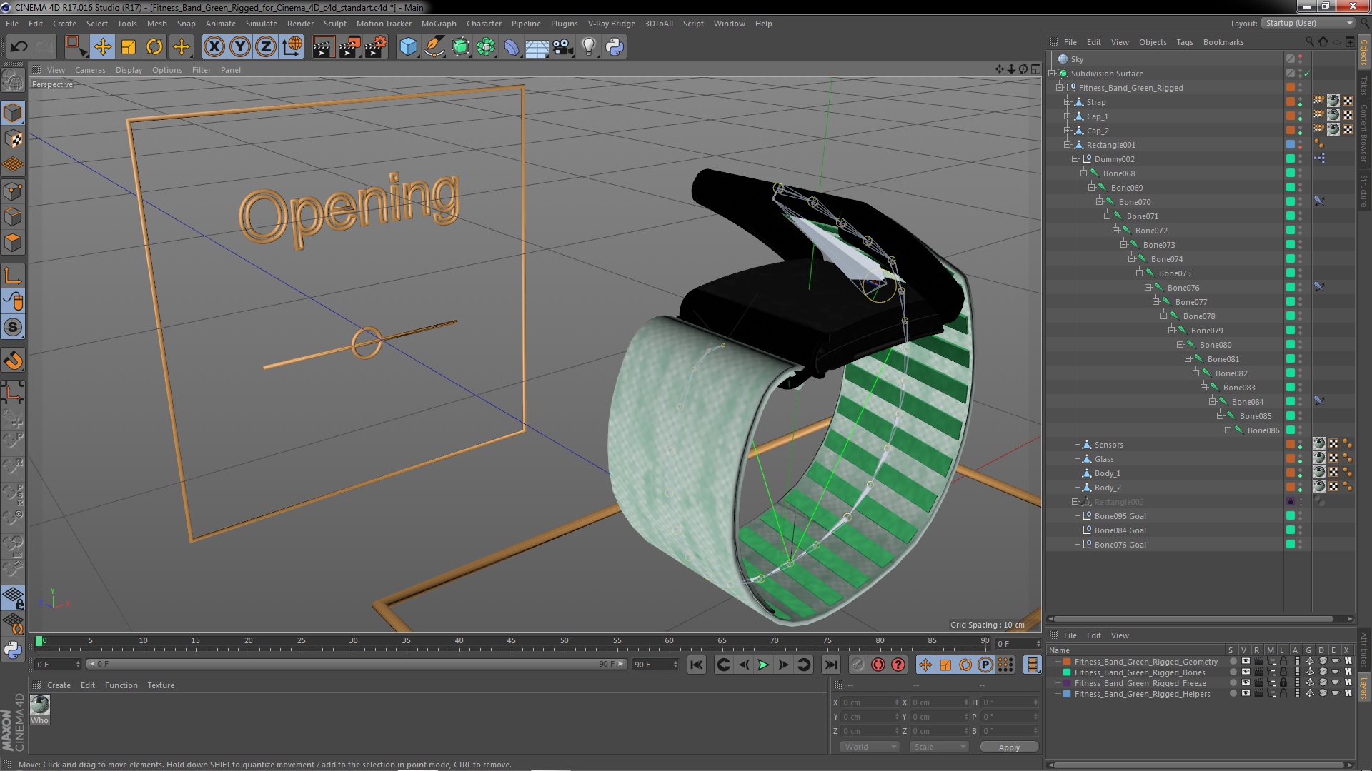 Fitness Band Green Rigged for Cinema 4D 3D model