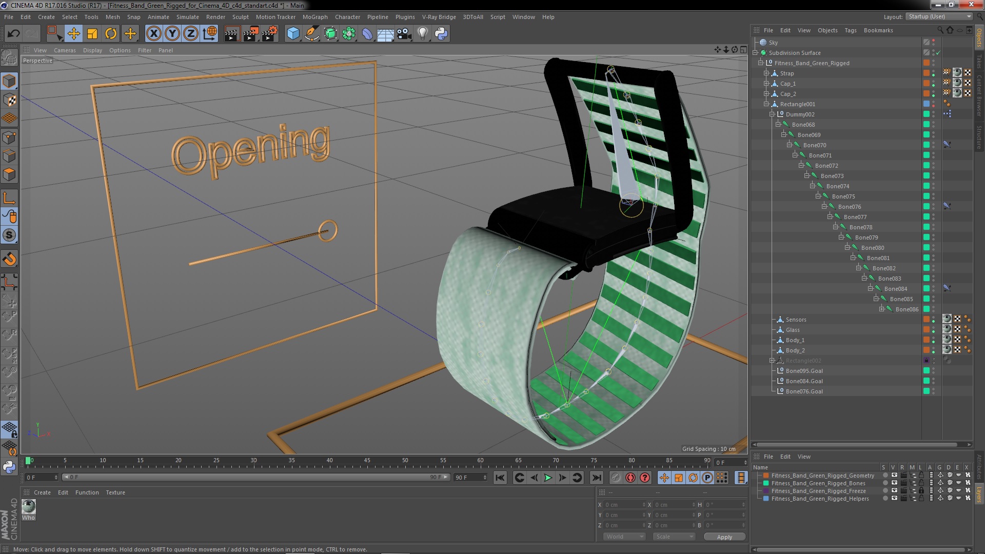 Fitness Band Green Rigged for Cinema 4D 3D model