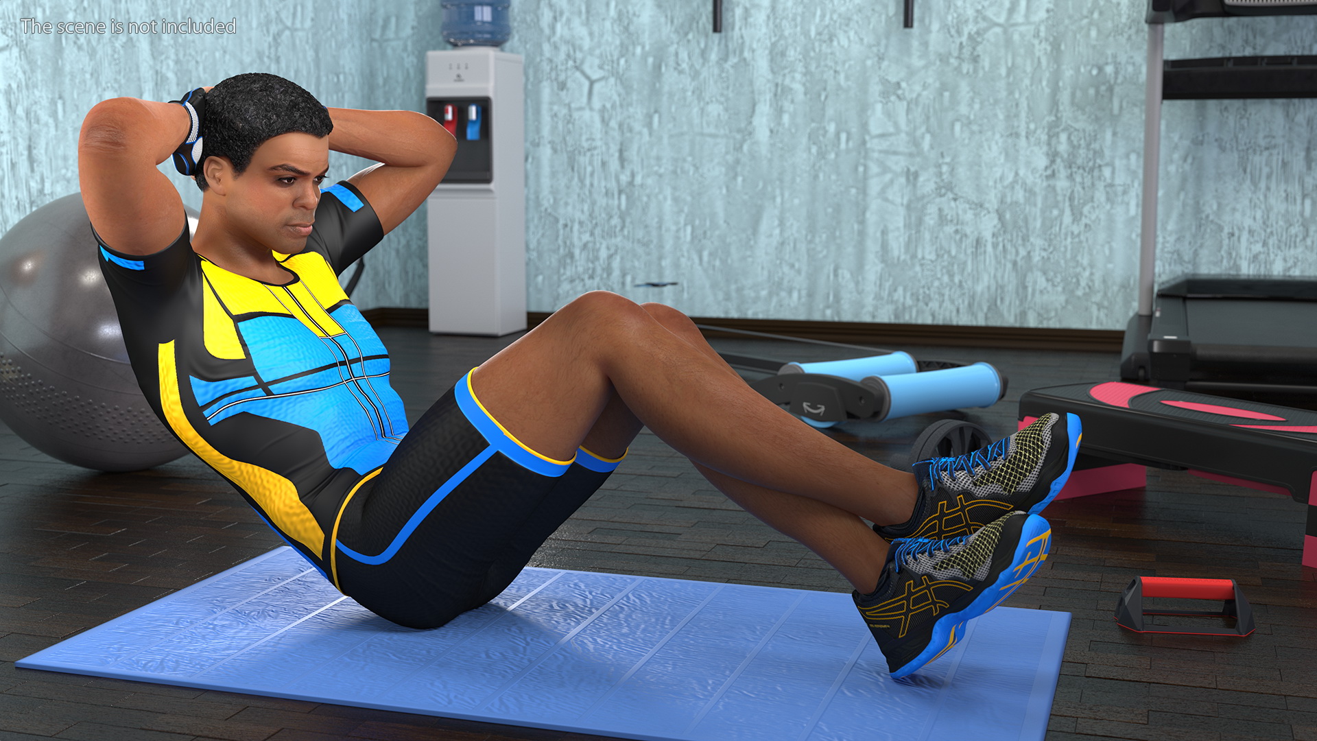 3D Light Skin Black Sportsmen Rigged model