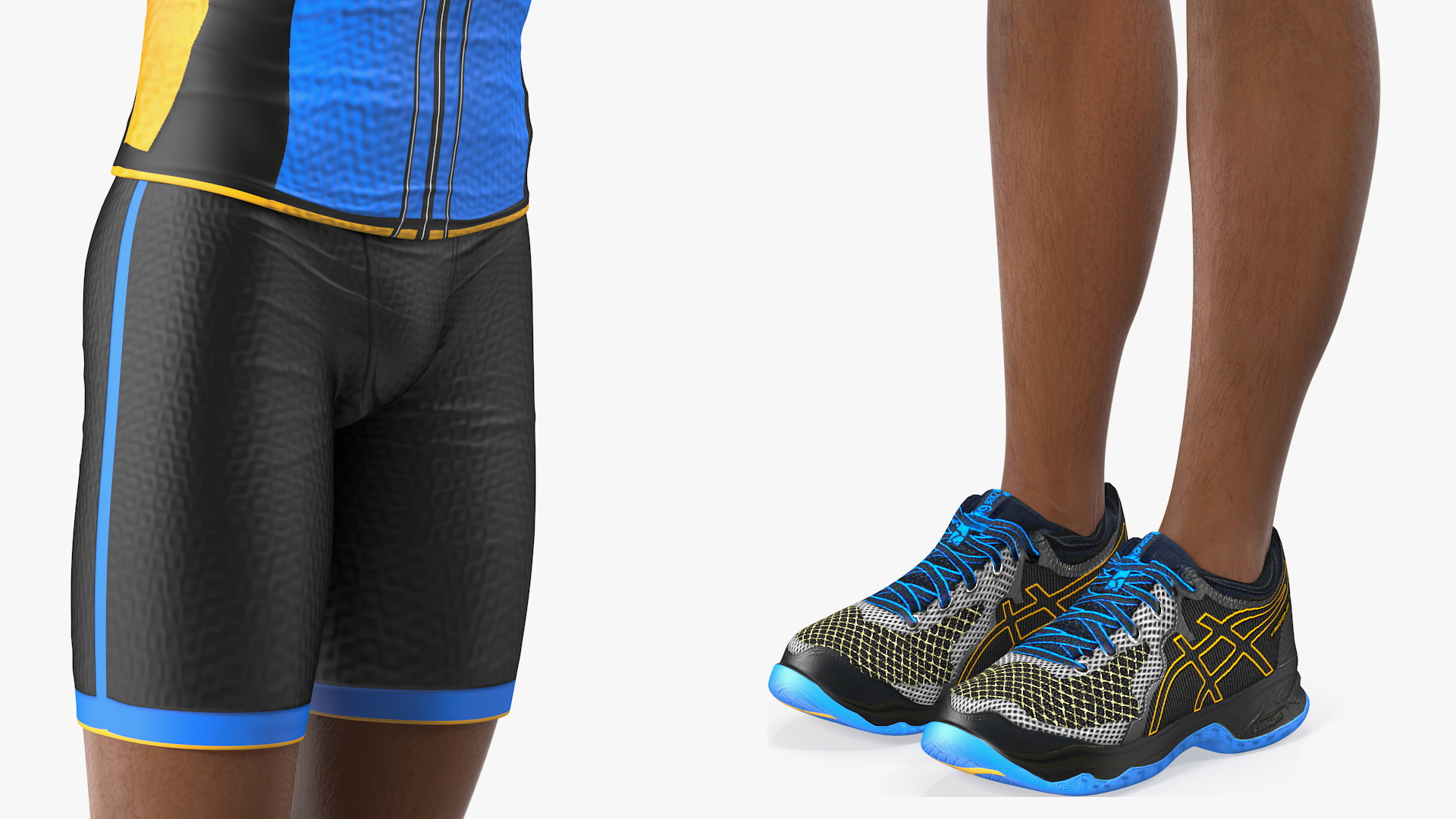 3D Light Skin Black Sportsmen Rigged model