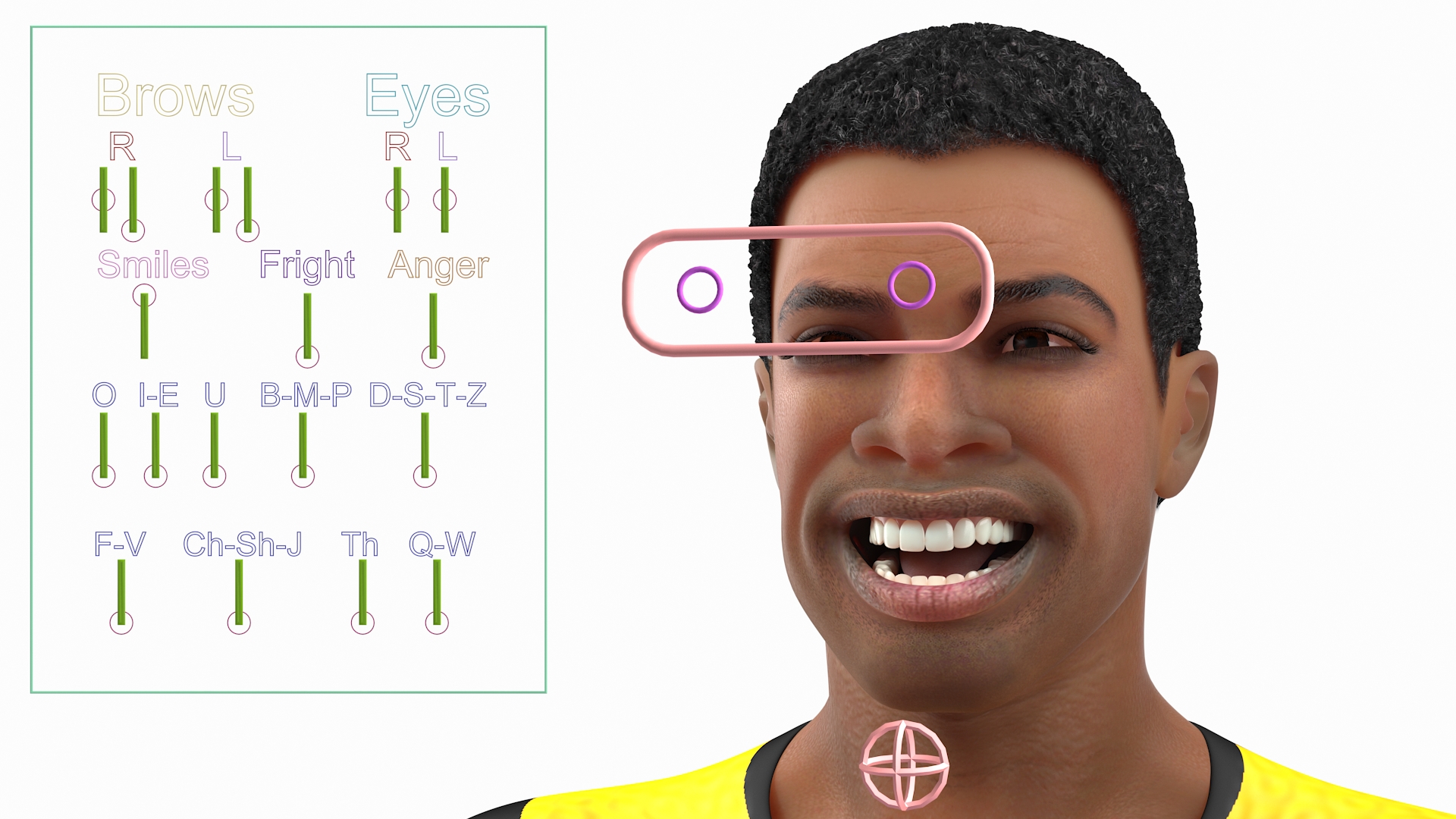 3D Light Skin Black Sportsmen Rigged model